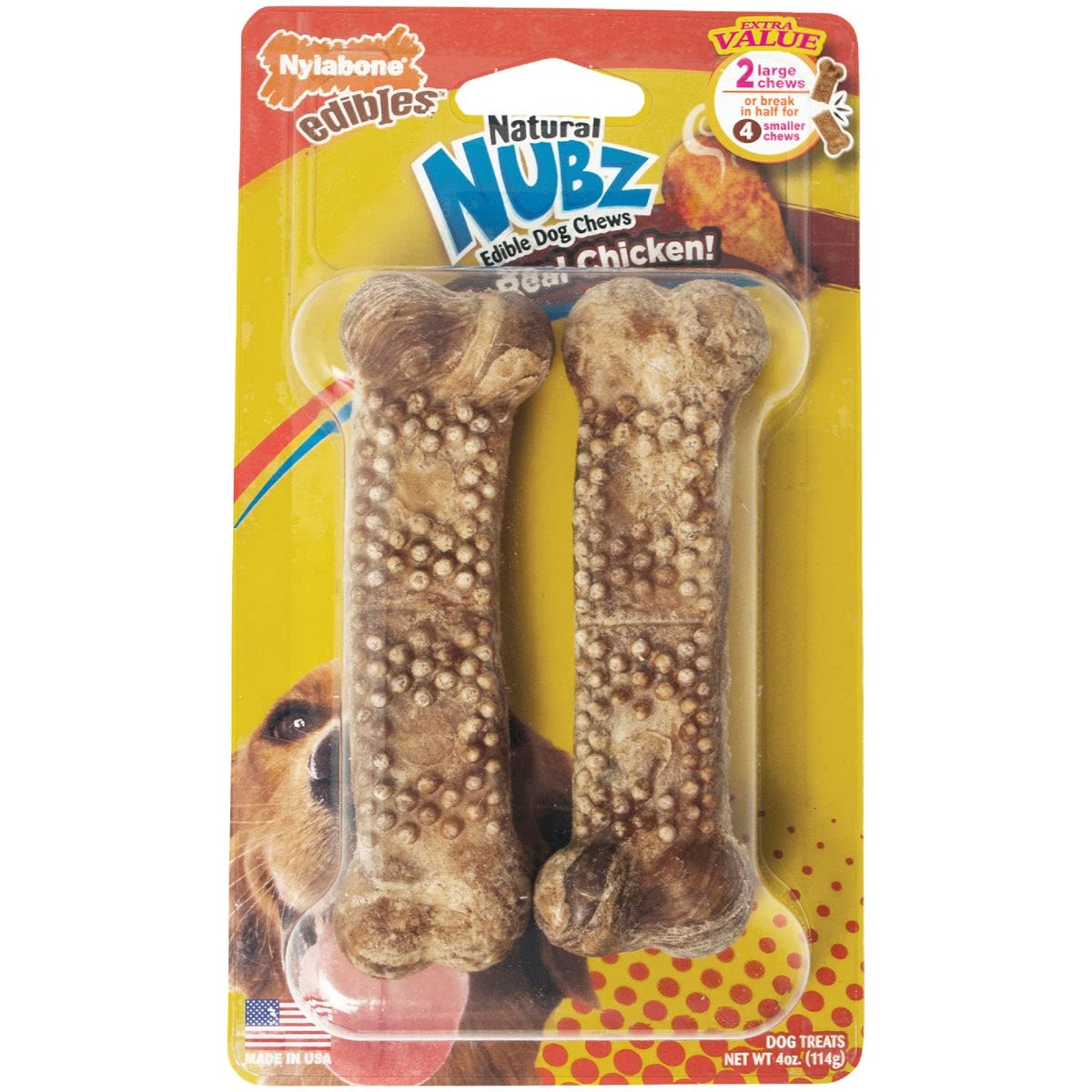 Nylabone Products NEN202TPW Dog Treats, Nubz Large Chicken, 2Pk.  Quantity 66