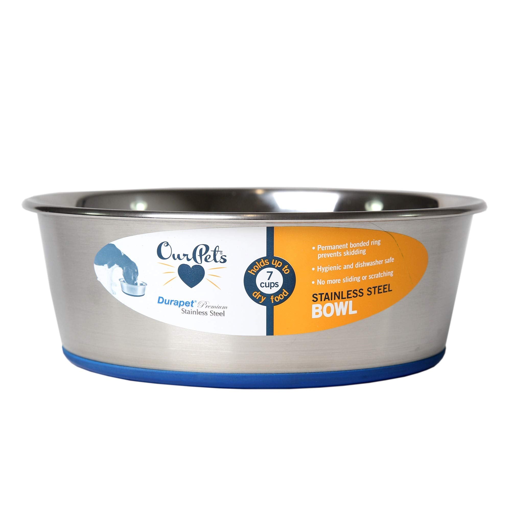 OurPets DuraPet Premium Dishwasher Safe Stainless Steel Dog Bowl for Food or Water [Multiple Sizes for Small to Large Dogs] in 