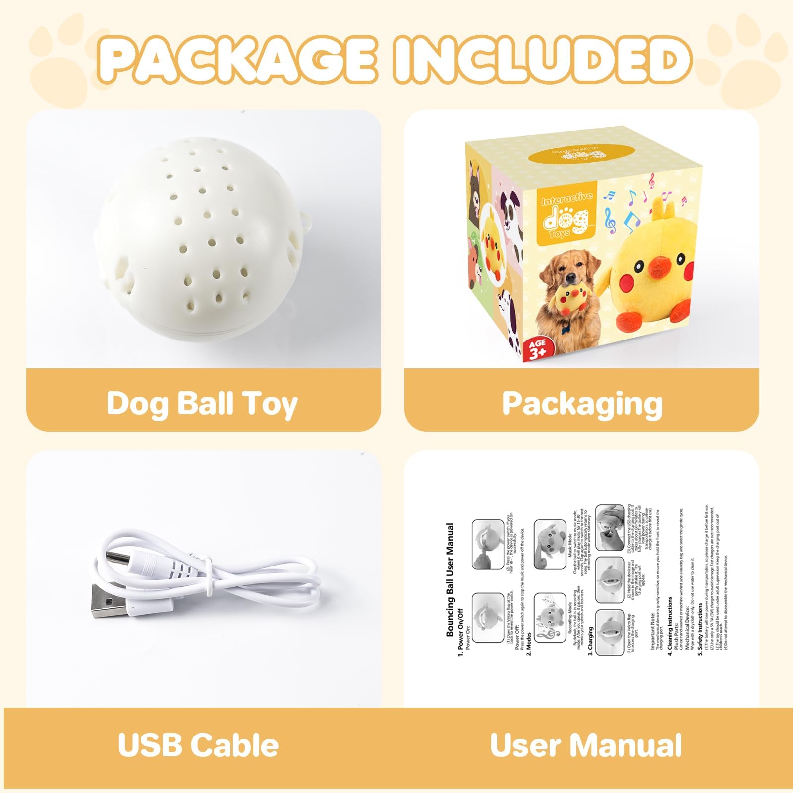 Dog Toys, 2025 Lnteractive Dog Toys Moving Dog Toy Rechargeable Active Moving Pet Plush Toy Keep Pets Busy, Talking Jumping Musi
