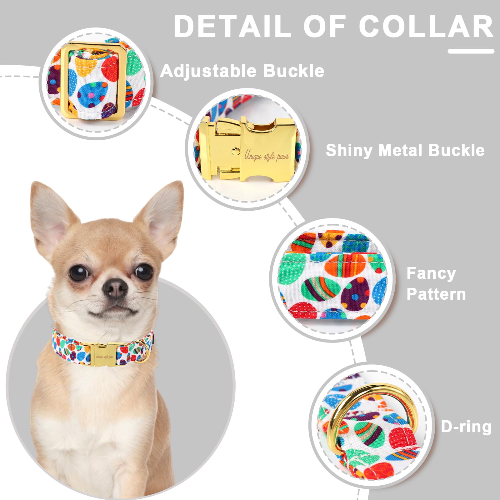 Unique Style Paws Easter Dog Collar Colorful Egg Rabbit Dog Collar Cotton Pet Collar For Large Medium Small Dogs