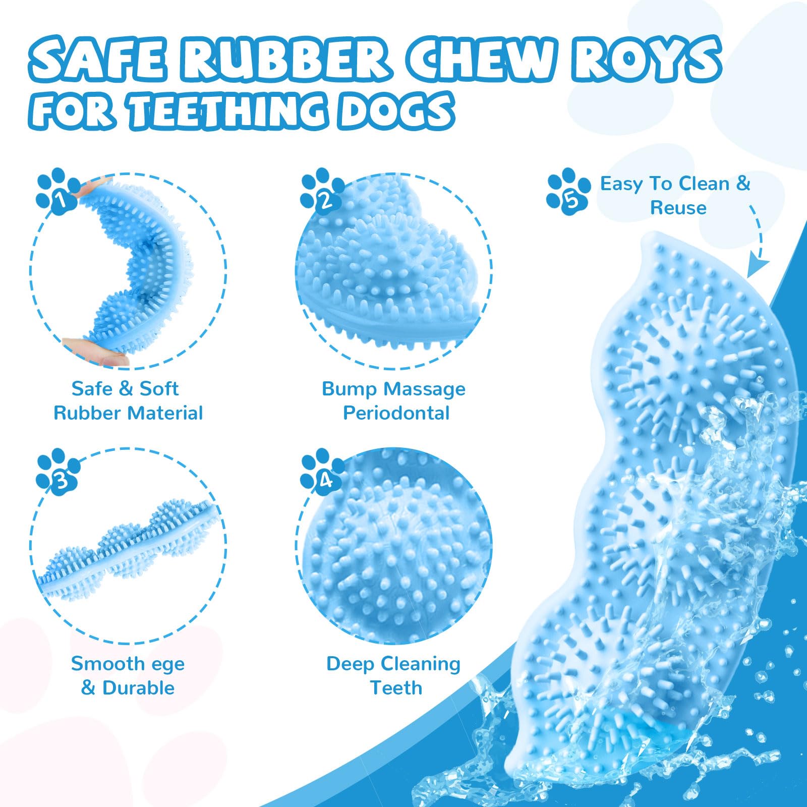 Abrrlo 6 Pack Puppy Toys Cute Blue Puppy Chew Toys For Teething Small Breed Dog Chew Toys Interactive Pet Toy Set For Puppies Soft And Durable Small Breed Doggy Teething Toys