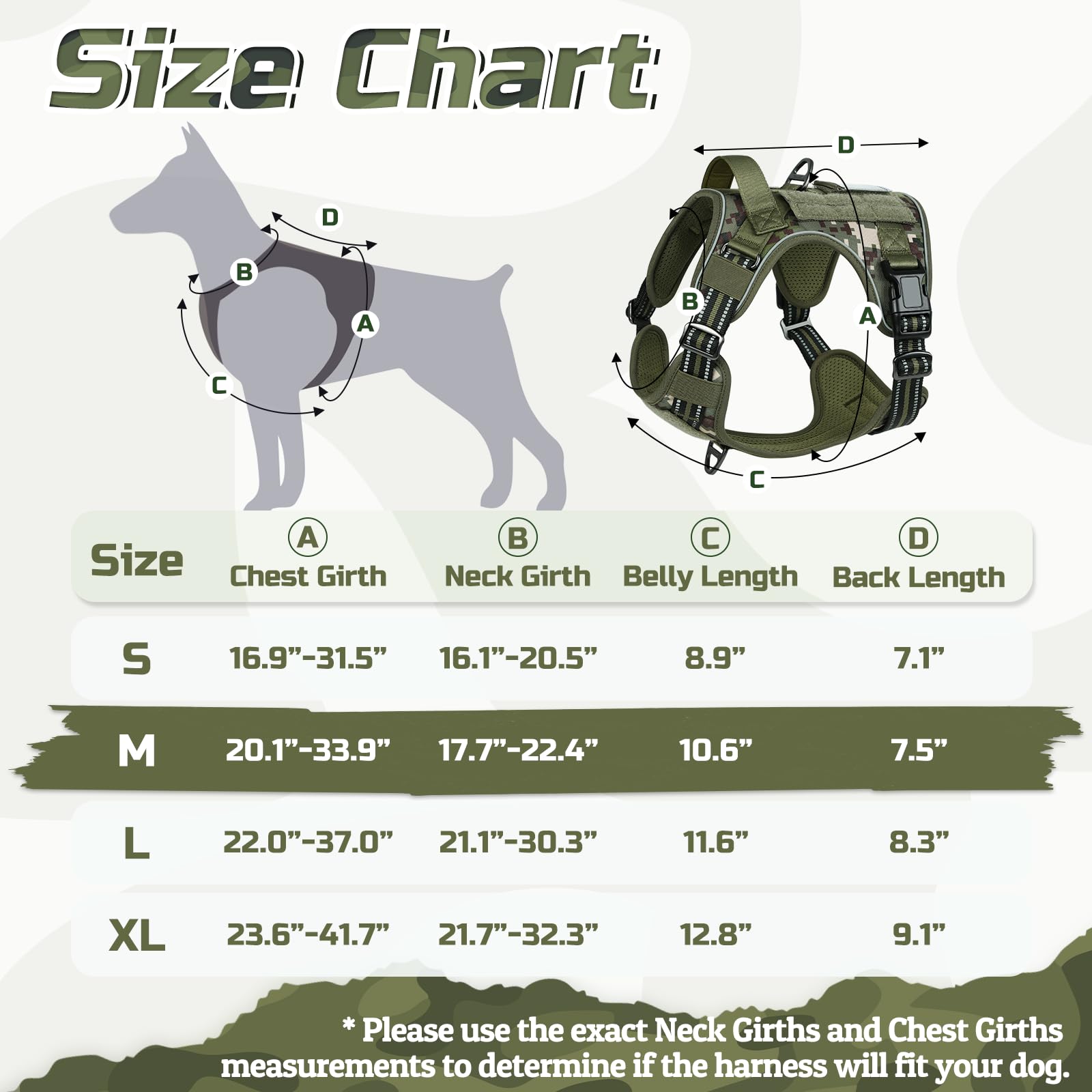 Rabbitgoo Tactical Dog Harness Medium Sized Dog, No Pull Military Service Vest With Handle & Molle, Easy Control For Training Wa