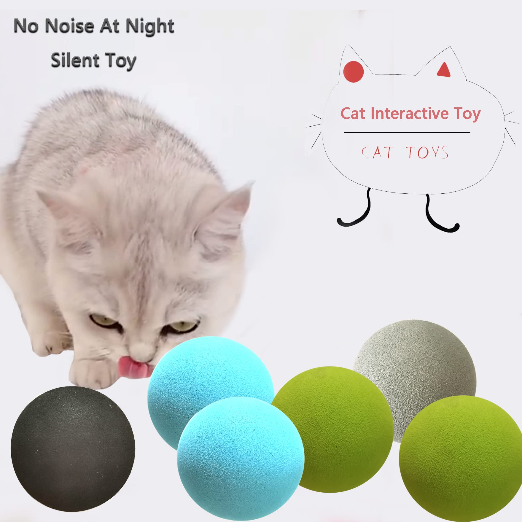 Jzmyxa Cat Eva Foam Golf Balls For Small Medium And Large Cats 6 Pack, Cat Ball Toy Cat Silent Toy Cat Interactive Toy