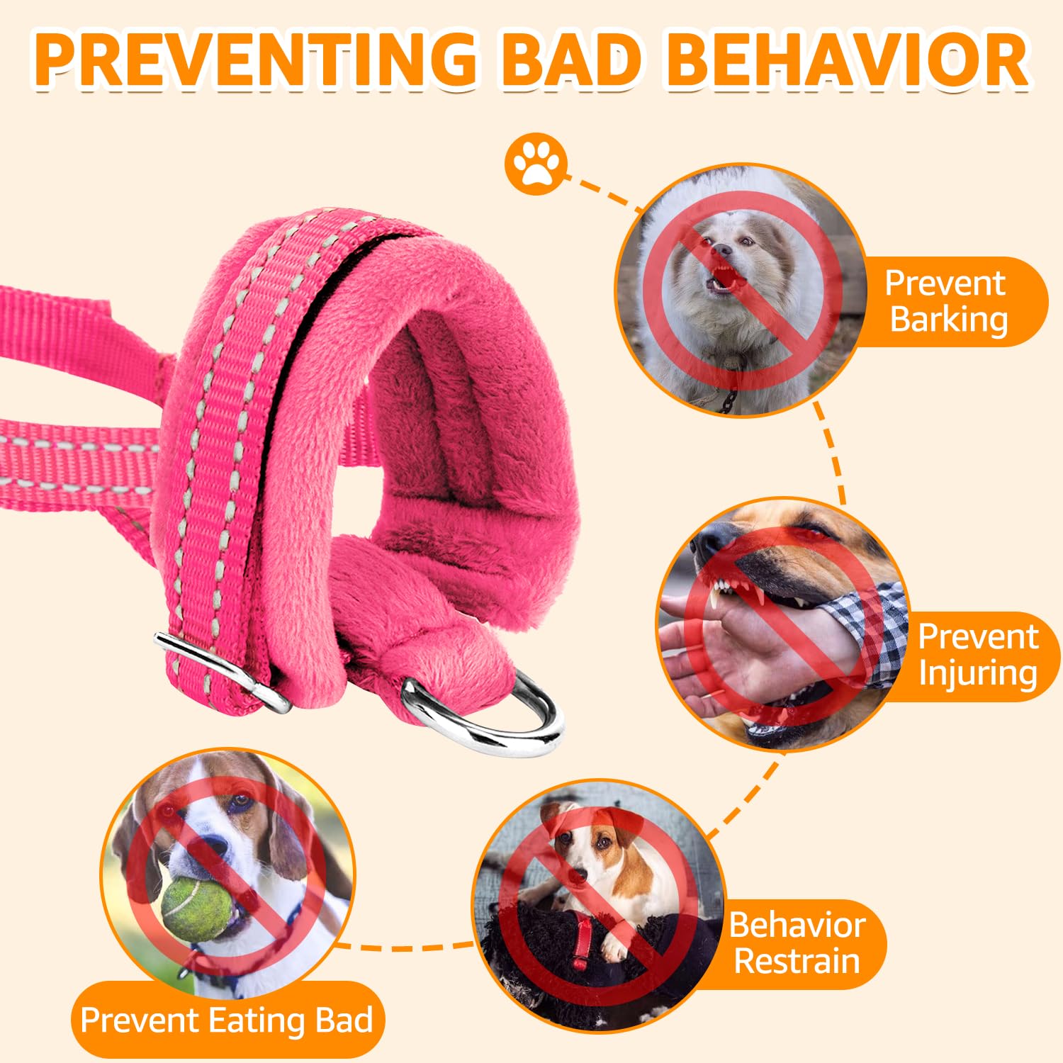 SlowTon Soft Dog Muzzle, Adjustable Padded Nylon Muzzle for Large Medium Dogs Anti Chewing Barking Biting, Allow Dog Pant & Drin