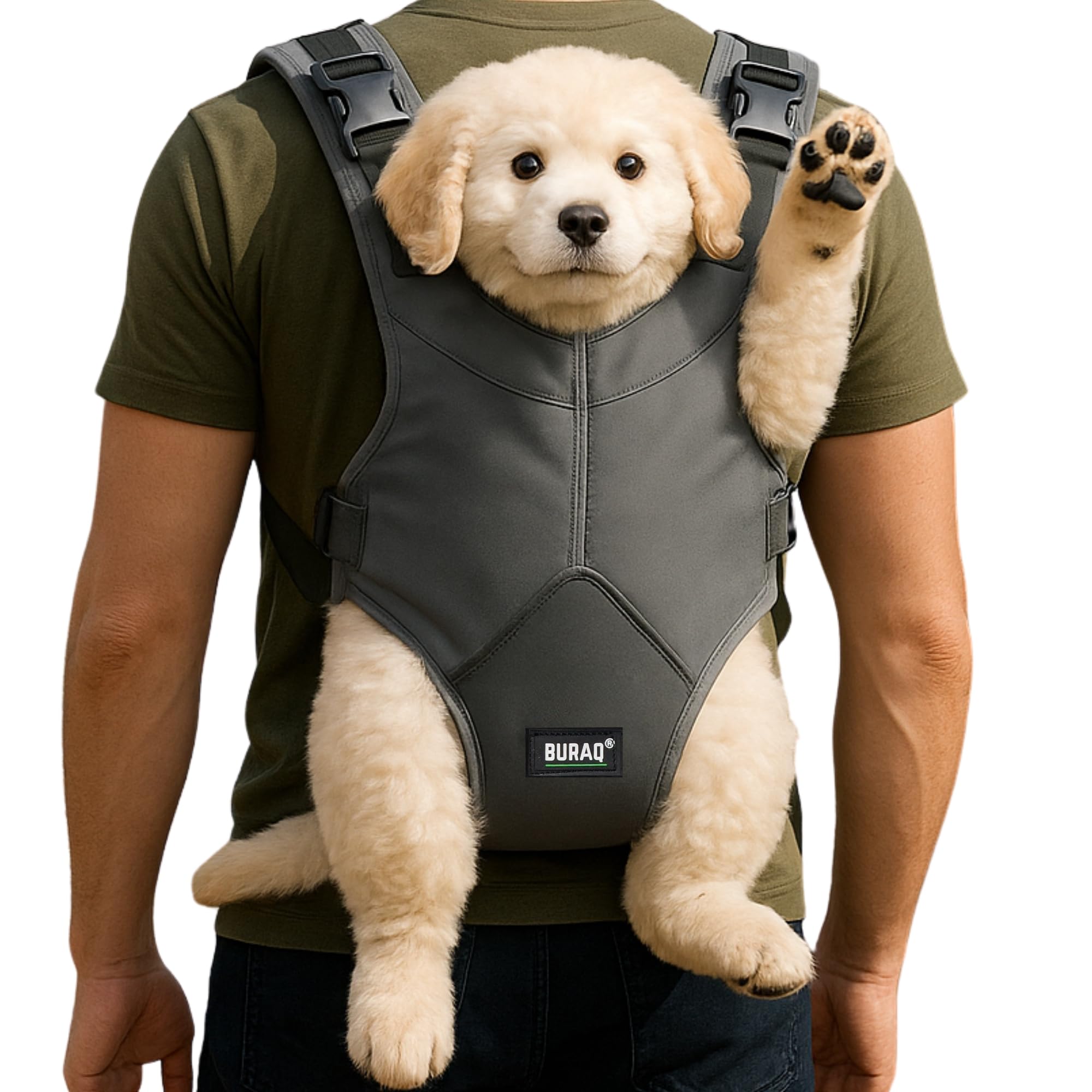 Buraq Pup Explorer Head-Out Dog Carrier Backpack, Adjustable Front & Back Head-Out Feature With Wide Straps & Hip Belt Support, 