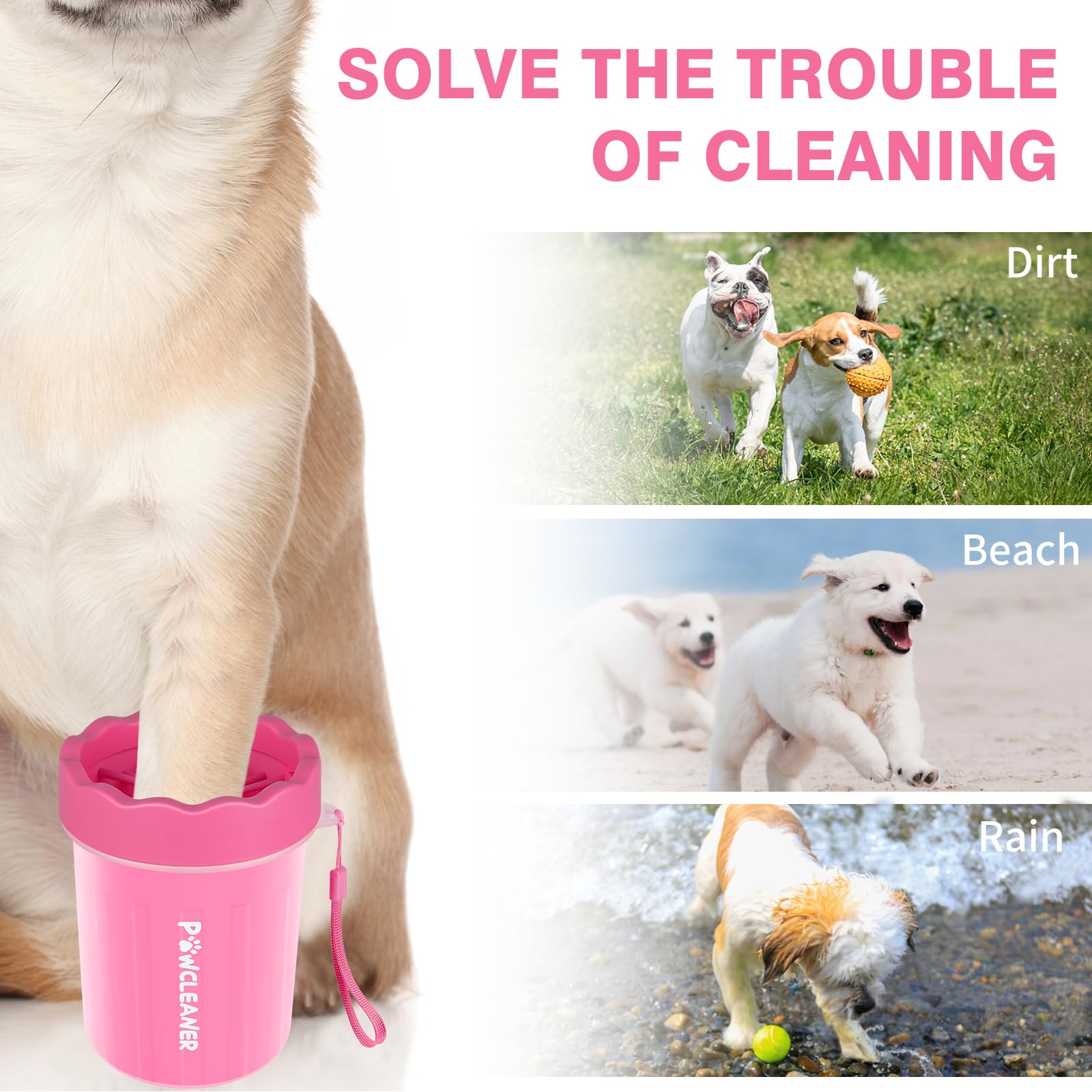 Comotech Dog Paw Cleaner, Portable Dog Paw Washer Pet Cleaning Silicone Brush With 3 Absorbent Towel, Pet Foot Cleaner For Small