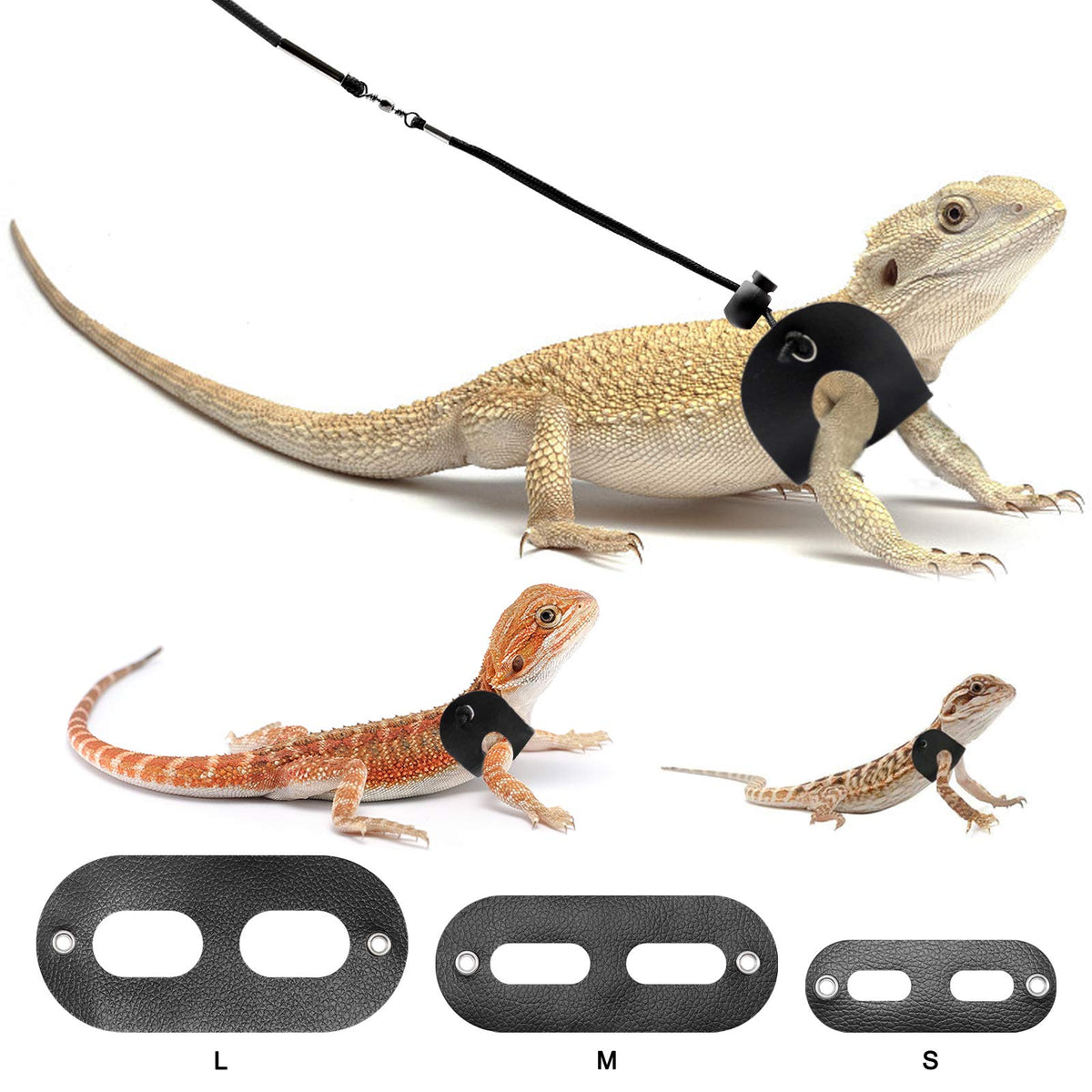BWOGUE Bearded Dragon Harness and Leash Adjustable Leather Lizard Reptiles Harness Leash for Amphibians and Other Small Pet Anim