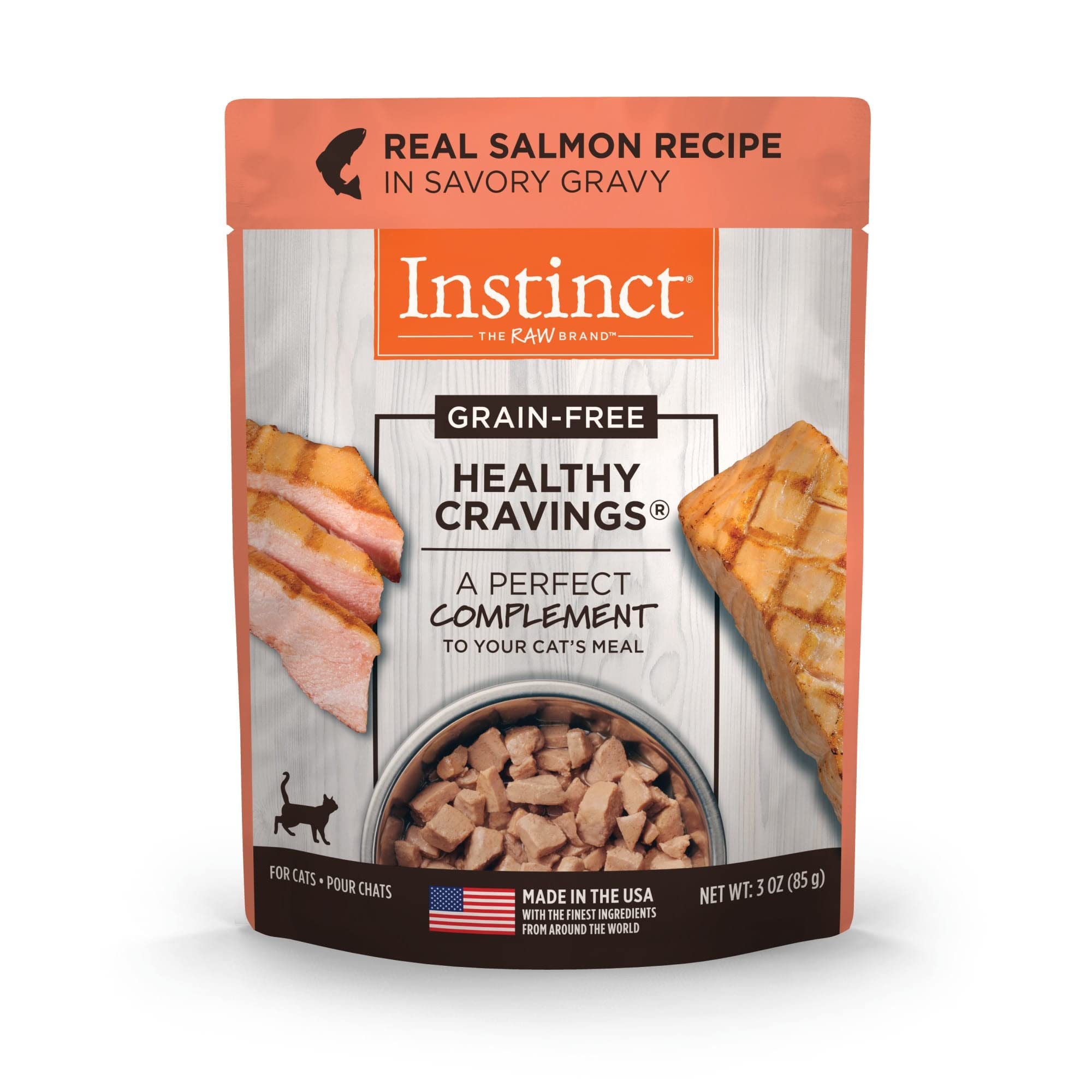 Instinct Healthy Cravings Natural Wet Cat Food Topper, Grain Free Recipe - Real Salmon, 3 oz. Pouches (Pack of 24)