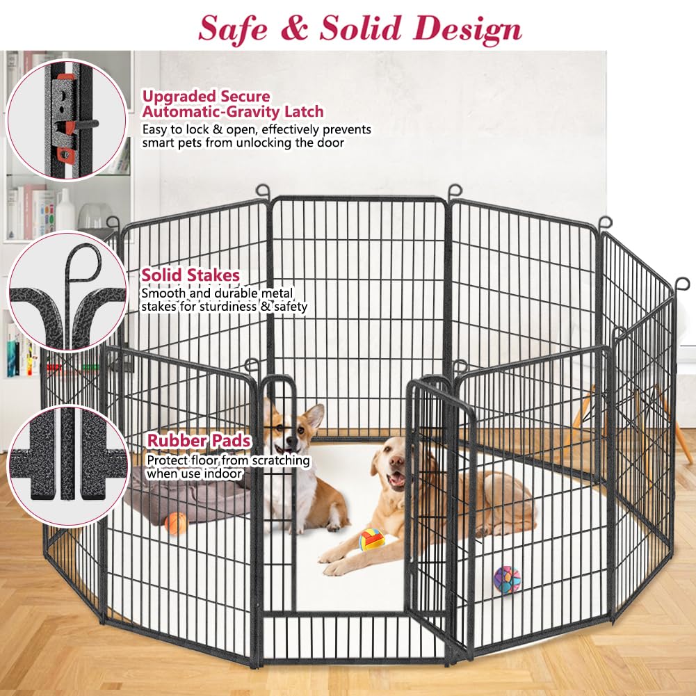 Jhsomdr Dog Playpen Outdoor, 40 Inch 10 Panels Heavy Duty Dog Fence For Indoor Outdoor, Rustproof Metal Dog Pen For Large Medium