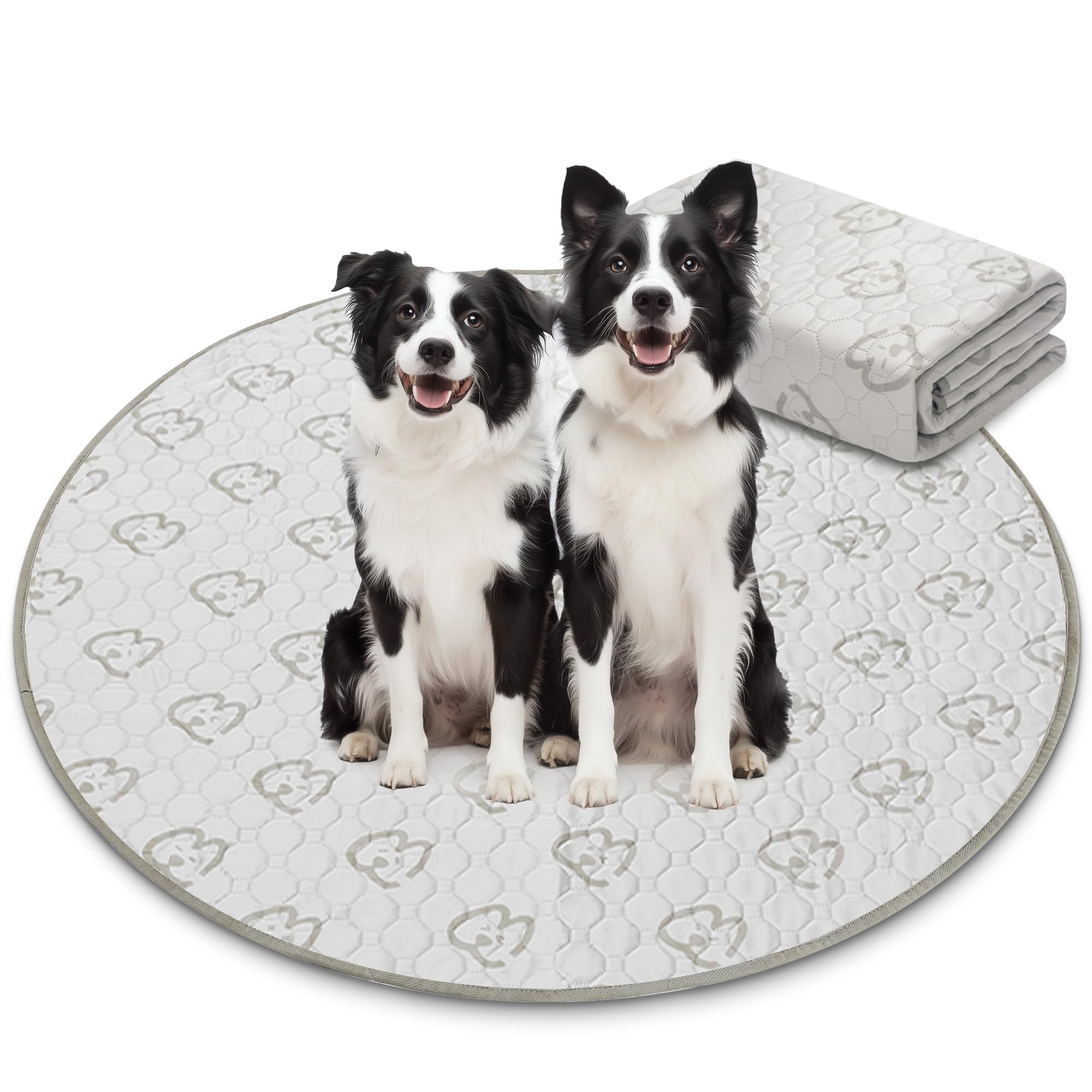 Fxw Washable Pee Pads For Dogs, Puppy Pads With Super Absorbent, Specifically Designed For Whelping Box, Round, 47'' X 47'', 2 P