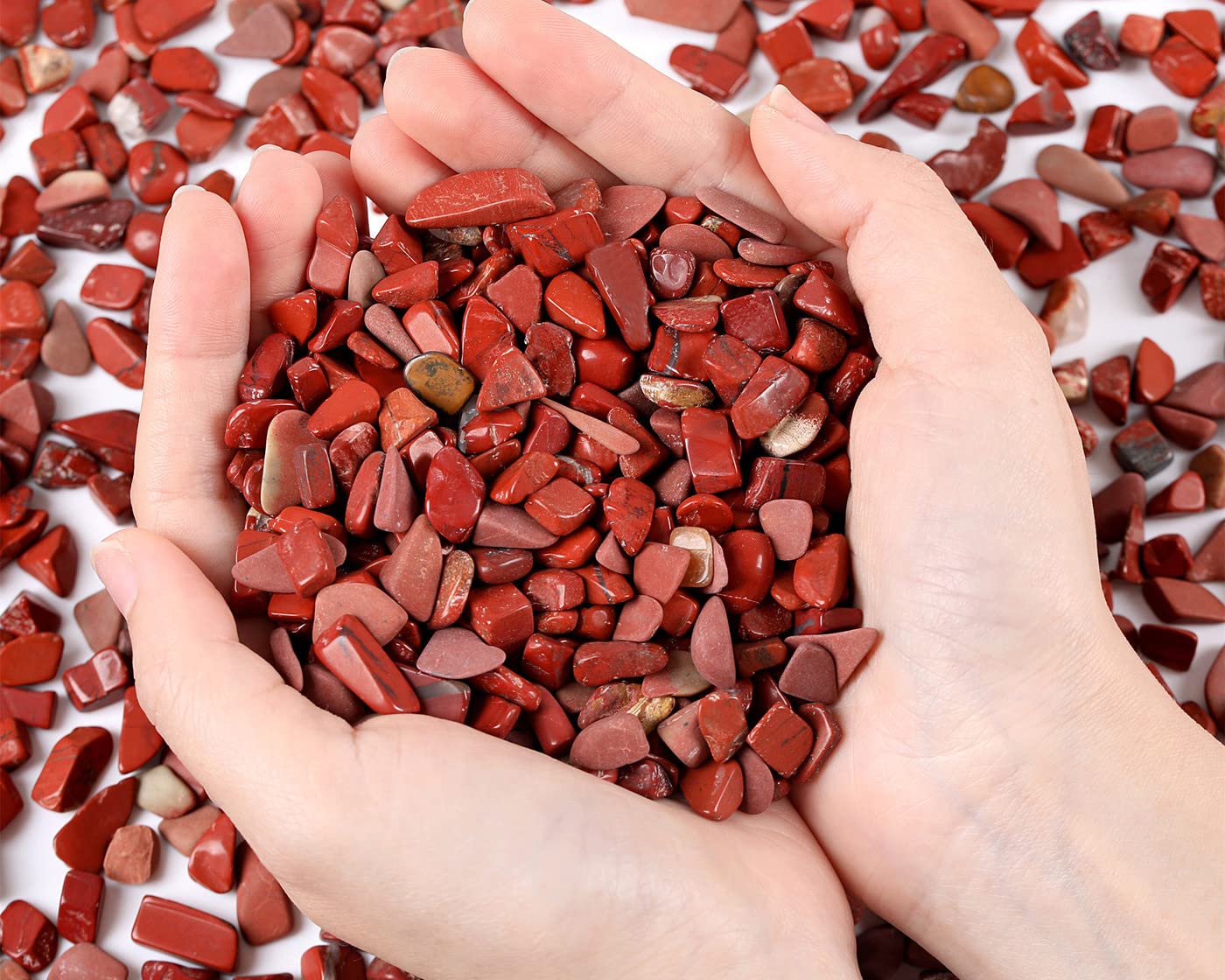 QINJIEJIE 0.9Lbs Red Jasper Plants Rocks Vase Filler Aquarium Small Gravel Decorative Stones Terrarium Pebbles Fish Tank Decorat