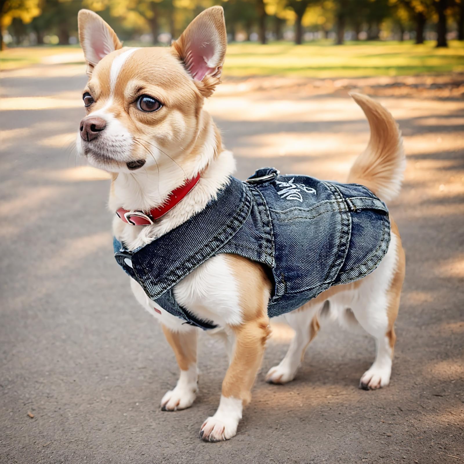 JcDuDoi Dog Jeans Jacket Mommys Boy Denim,Breathable Cotton Blue Pet Coat for Puppy Small Dogs Classic Overalls Male Cat Costum