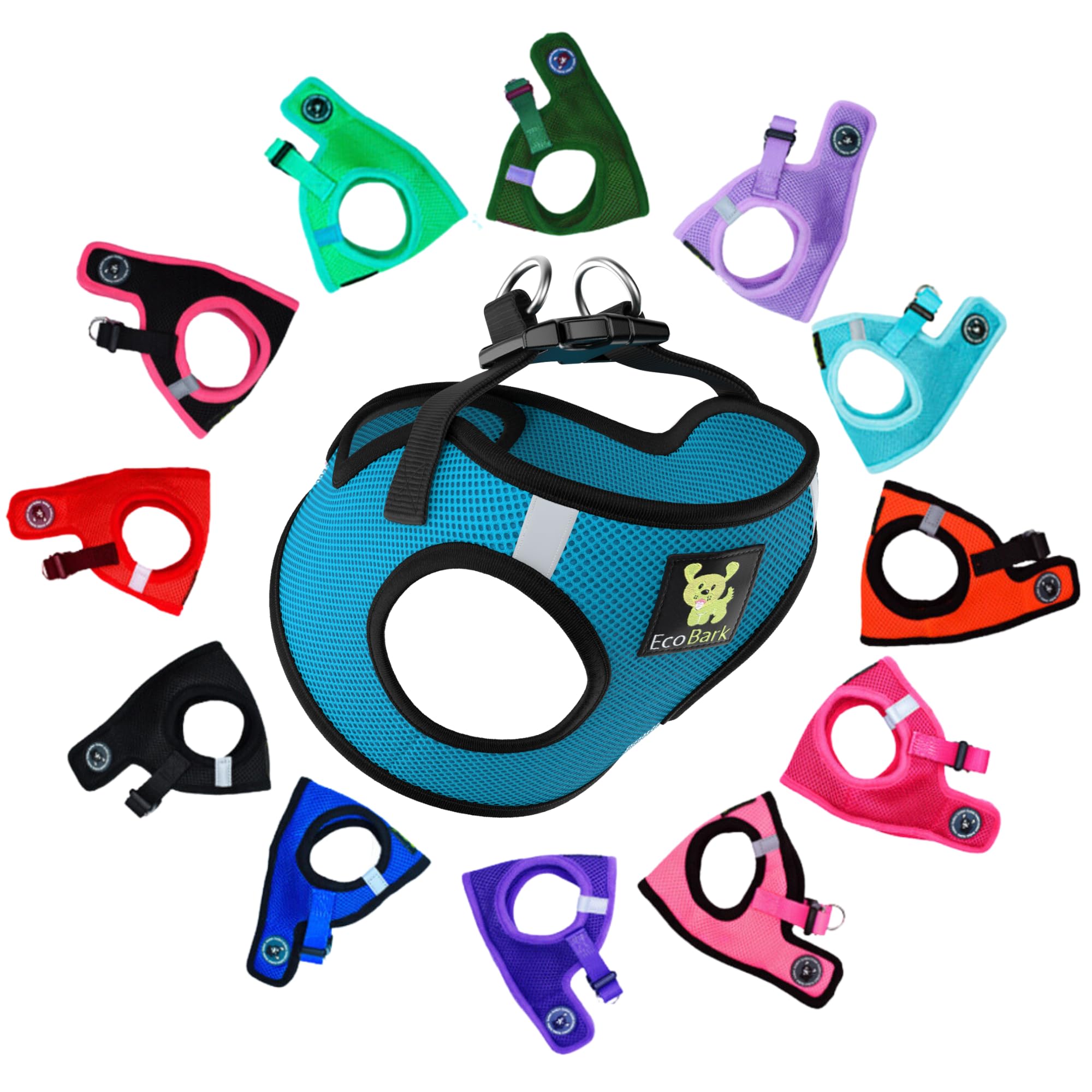 Ecobark Step In Dog Harness Reflective Soft Ultra Padded Mesh Dog Harnesses For Xxs, Xs, Small, And Medium Dogs Eco-Friendly Comfort Secure Halter No Pull Adjustable Pet Vest (Xxxs, Teal)