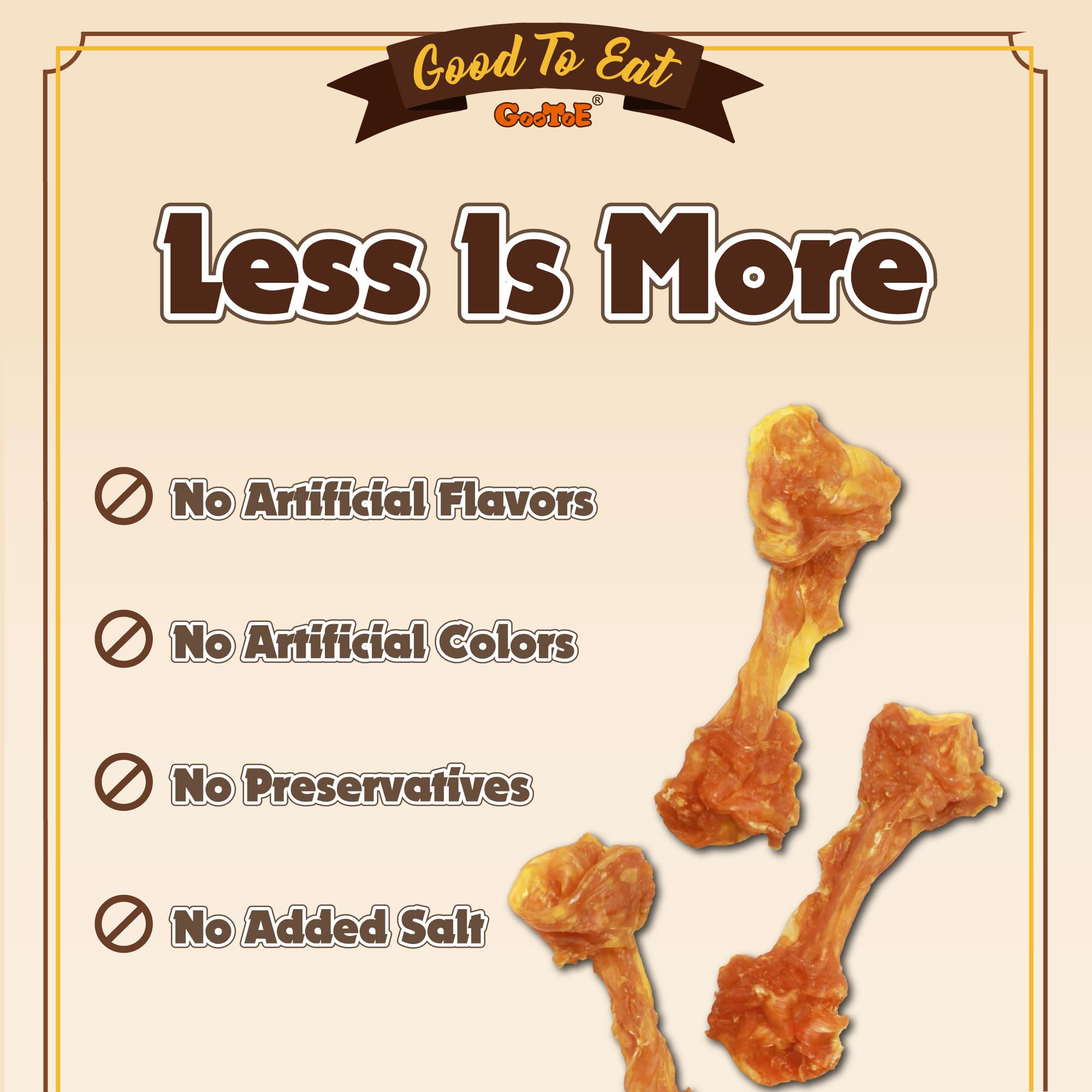 Gootoe Turkey Tendon Dog Treats, Bone (M) 1 lb, 100% USA Sourced Turkey, Natural Snack, Premium Puppy Chews, Hypoallergenic, Raw