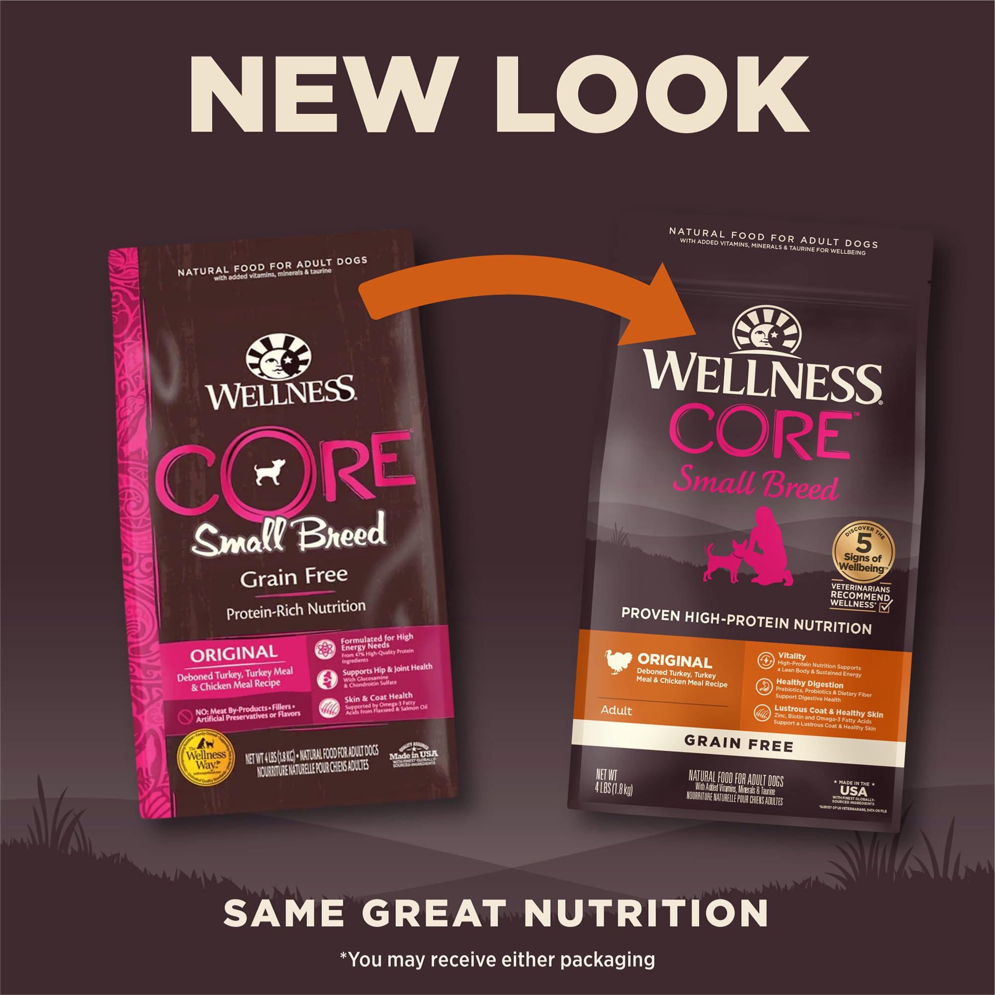 Wellness Natural Pet Food CORE Grain-Free High-Protein Small Breed Dry Dog Food, Natural Ingredients, Made in USA with Real Meat