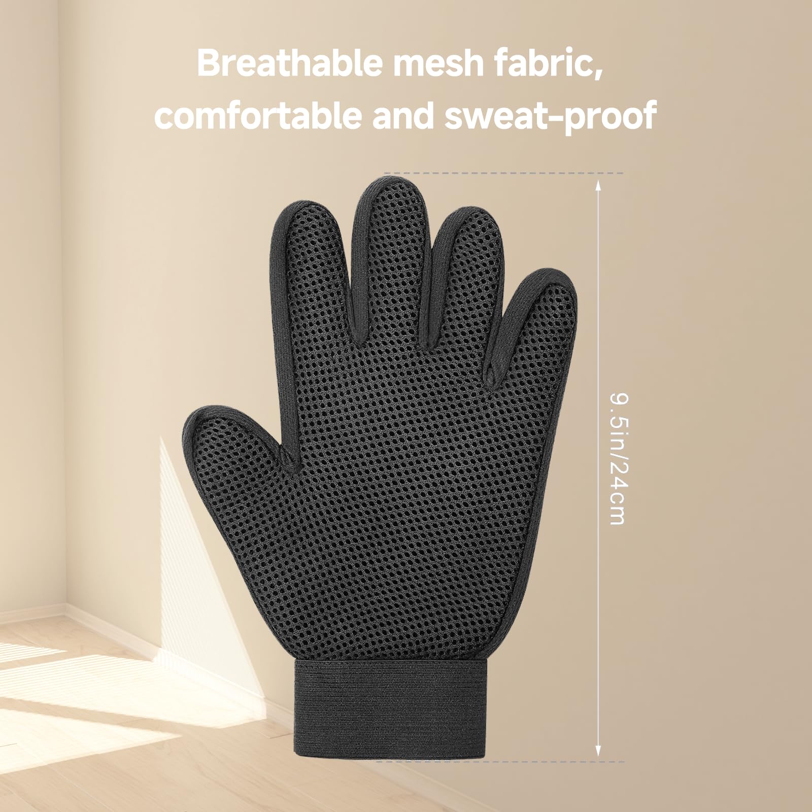 NVNAN Pet Hair Removal Glove for Dogs & Cats, 2-Pack 2-in-1 Deshedding Brush & Massage Mitt - Grooming Gloves for Shedding Contr