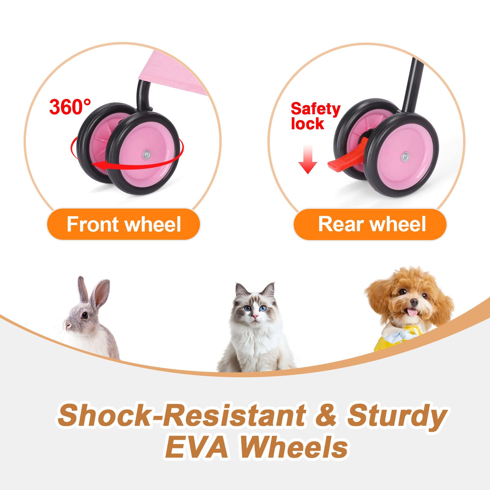 Umbrella Dog Stroller, 4 Wheels Pet Strolling, Foldable Carrier Pet Stroller for Small Dogs Cats, with Carrying Strap and Cup Ho