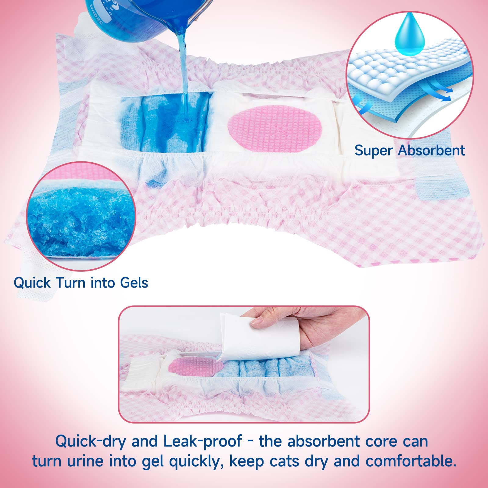 Pet Soft Disposable Cat Diapers - Diapers For Female & Male Cats, Puppy Doggie Diapers For Female Dogs With Adjustable Foam Tail Hole, 24Pcs Small