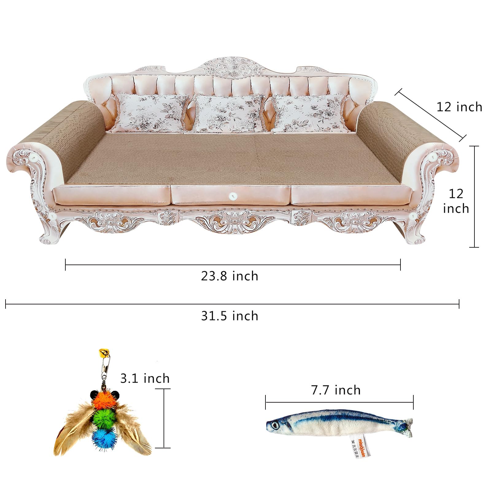 Extra Large Sofa Shaped Cat Scratcher Bed - 31.5 Inches Infinity Durable Corrugated Cardboard Cats Lounge, Modern Stylish Bed,Lu