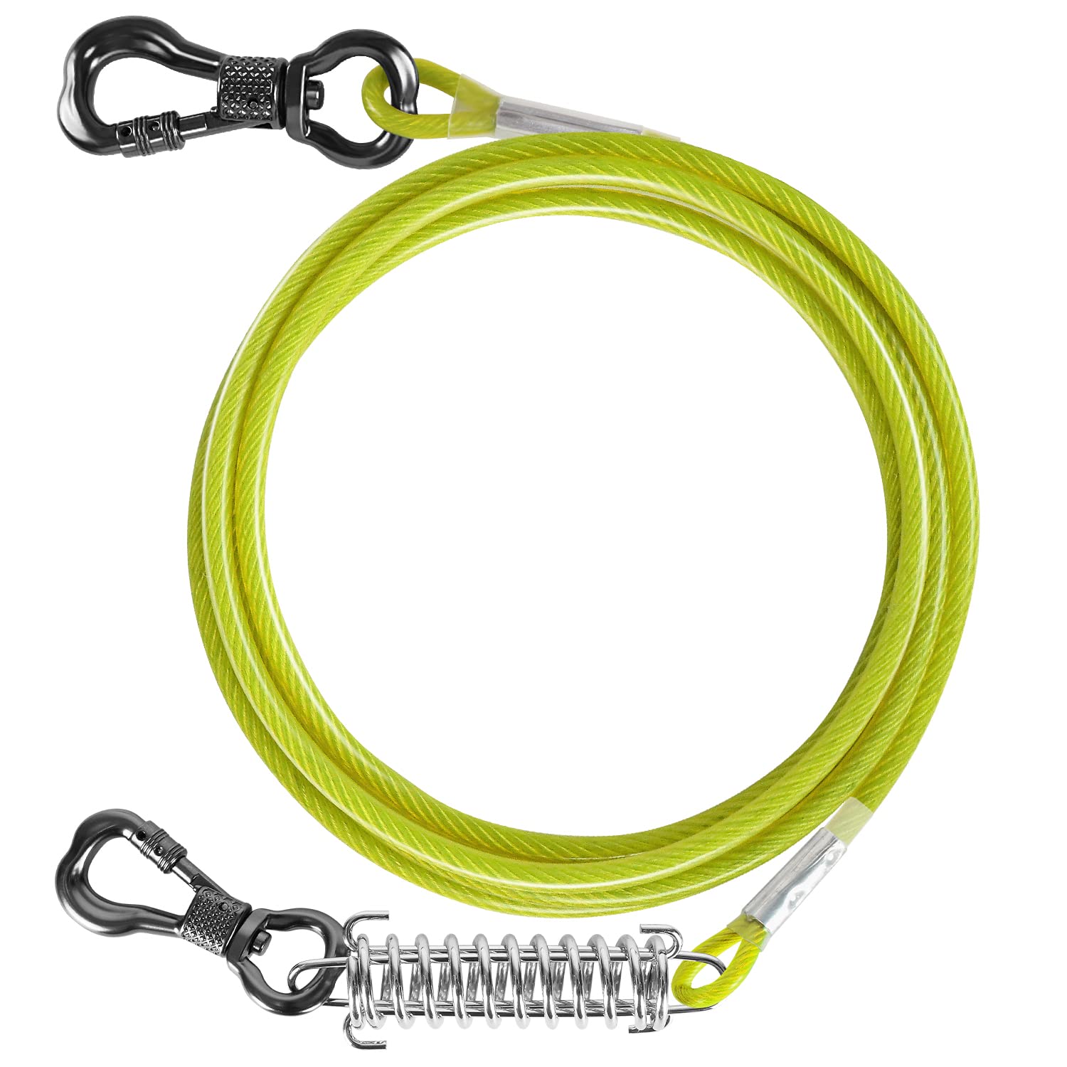 Tresbro Dog Leads For Yard, 10Ft Dog Tie Out Cable With Shock Absorbing Spring And Swivel Hook, Chew Proof Dog Chain For Outside, Dog Runner Cable Tether For Small Medium Large Dogs Up To 500Lbs