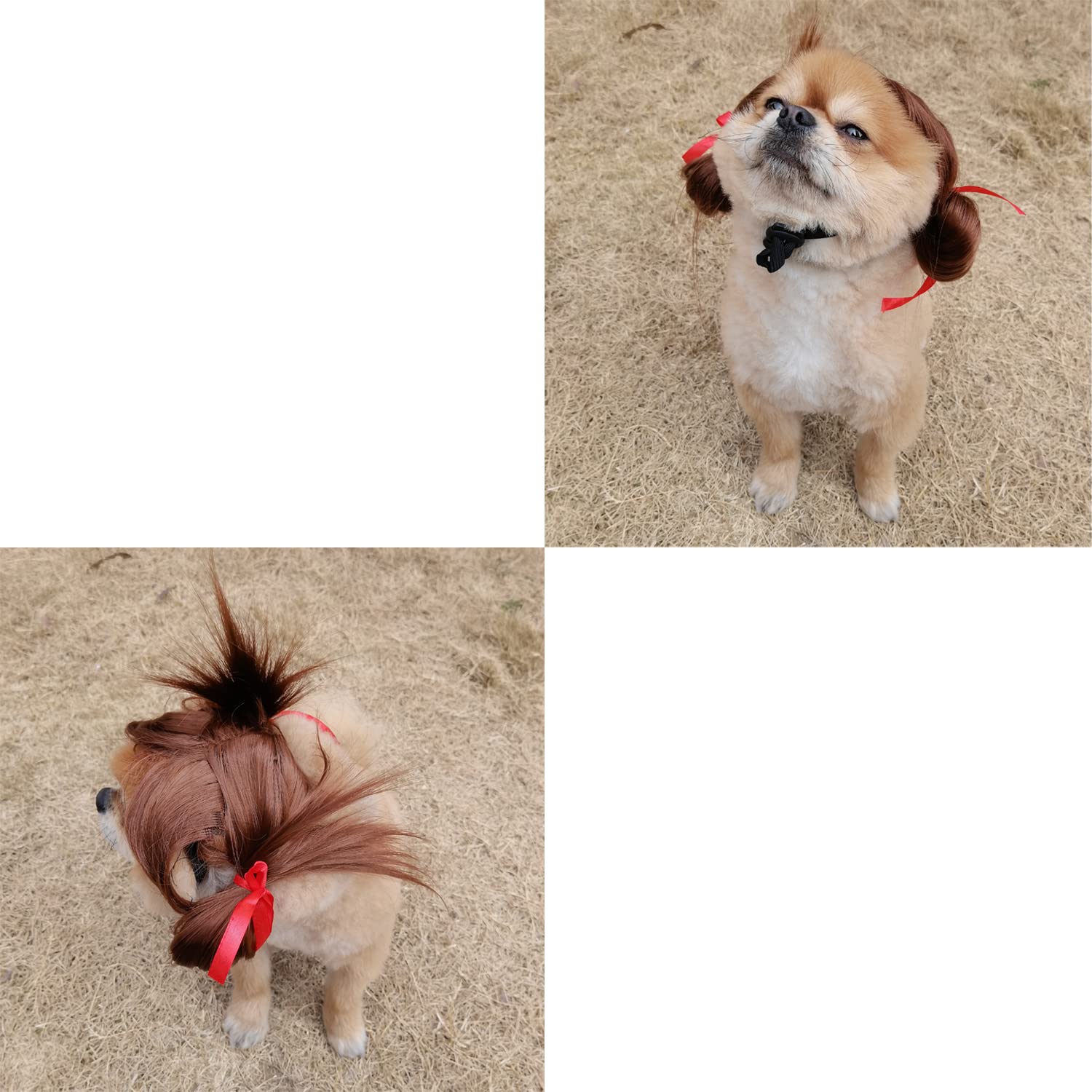 Pet K9 Funny Dog Cosplay Wig, Headwear Apparel Toy,Pet Costumes, Cat Dress Up For Halloween, Christmas, Parties, Festivals, Dog Wigs For Small Medium And Large Sized Dogs (Brown Braids)