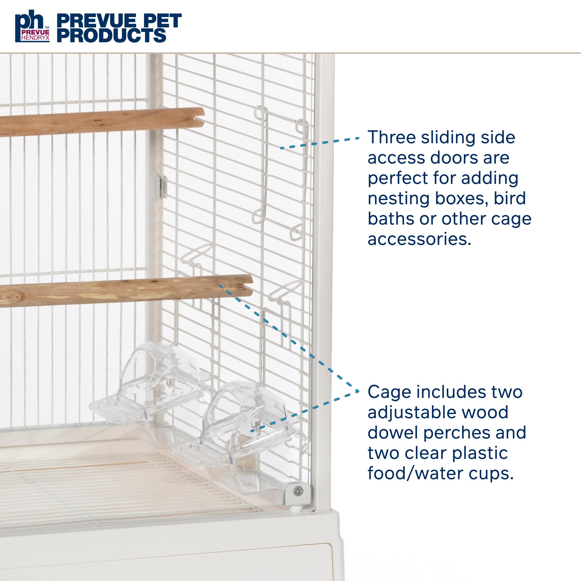 PH Prevue Hendryx Clear View Glass Bird Cage for Small Birds - 23.5" L x 16.5" W x 21.75" H - White Frame Model 224
