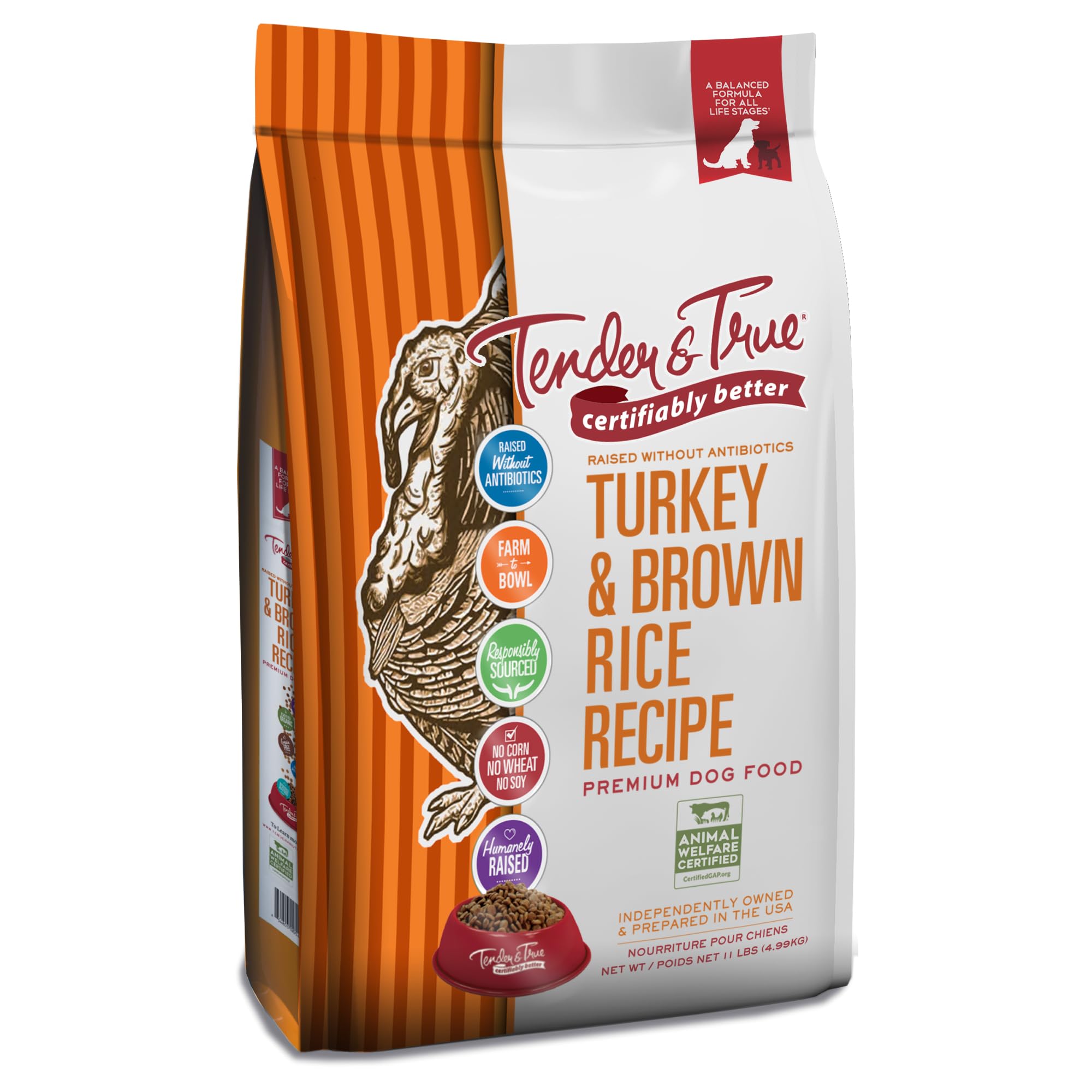 Tender & True Antibiotic-Free Turkey & Brown Rice Recipe Dog Food, 11lb