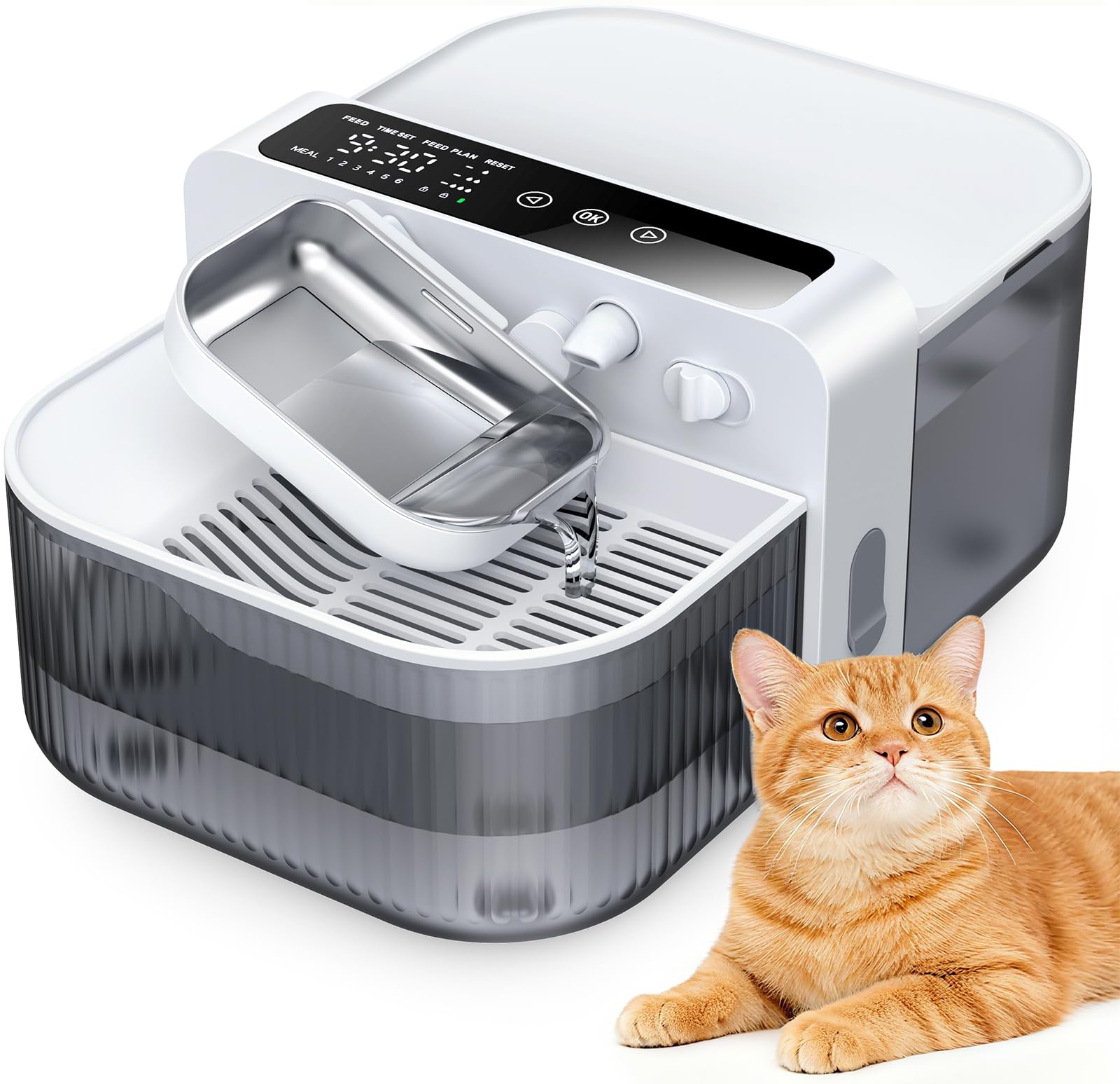 Wireless Cat Water Fountain with No Filters, 180-Day Battery & Precision Flow Control,3.5L Smart Pet Water Dispenser with Wastew