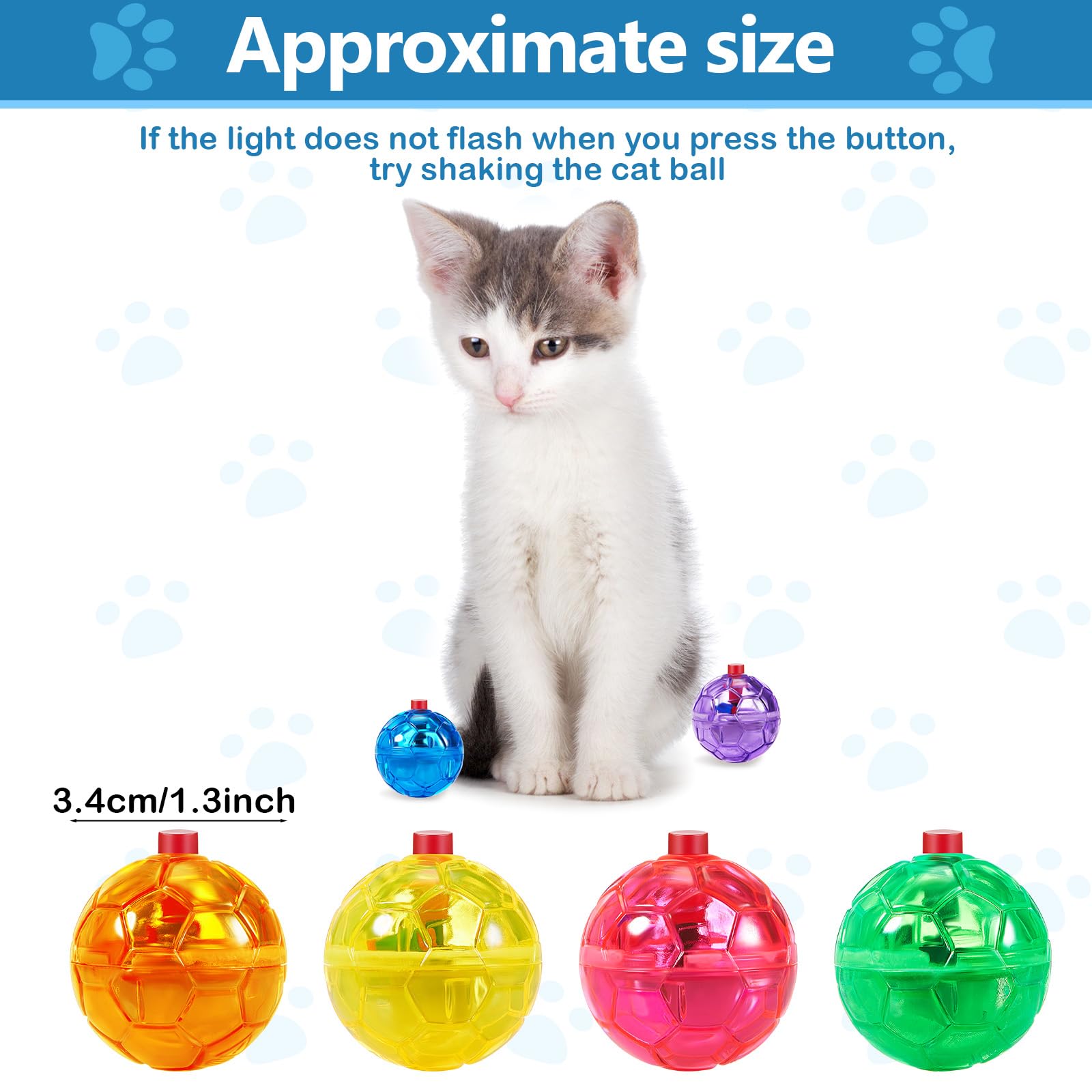 Jecery 9 Pcs Light Up Cat Balls Ghost Hunting Led Motion Activated Cat Toy Interactive Lighted Ball Pet Toys Glowing Mini Runnin