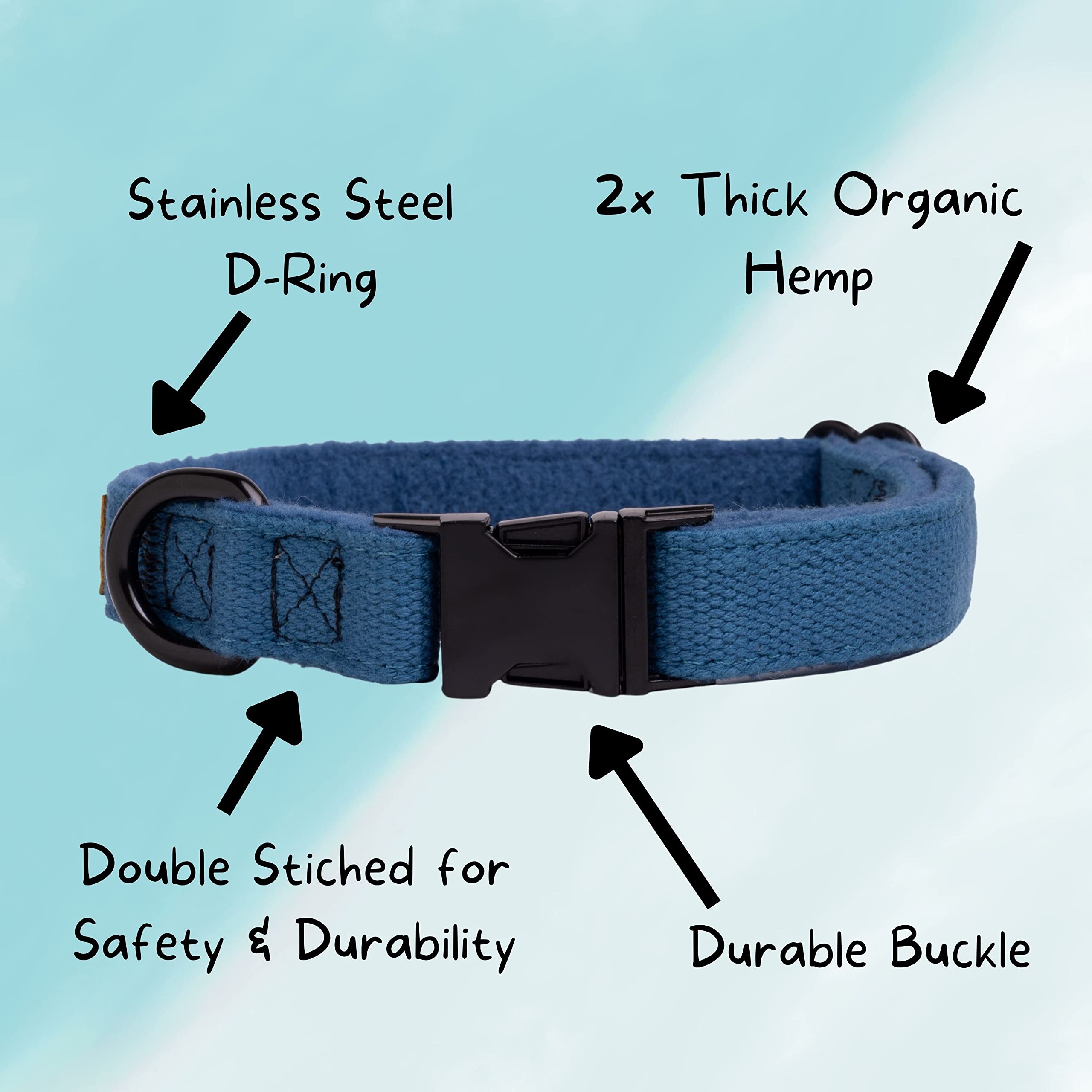 Gracie To The Rescue Pawsitive Hemp Dog Collar - Medium Yellow - Super Soft Hypoallergenic Lining for Small, Medium, and Large Dogs