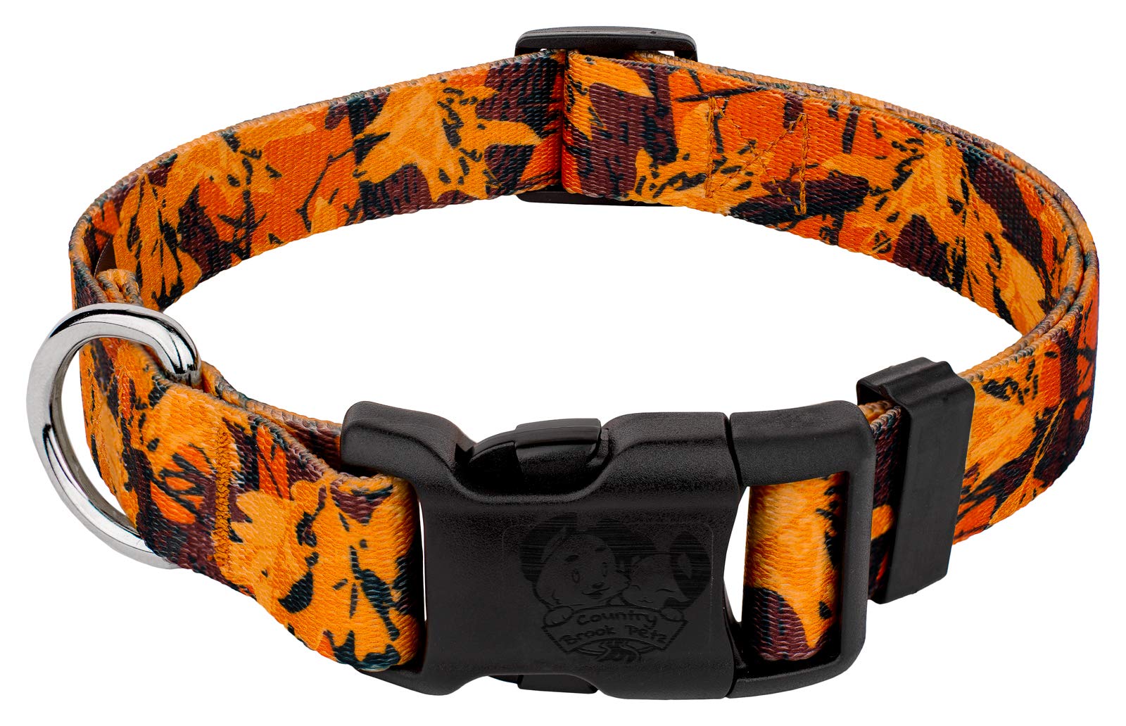 Country Brook Petz - Deluxe Orange Sunset Camo Dog Collar - Made In The U.S.A. - Camouflage Collection Featuring Rugged Designs 