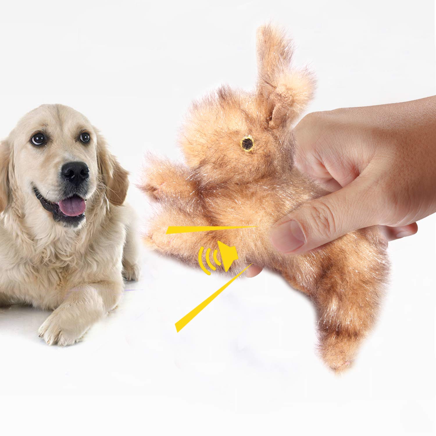 All For Paws Brown Rabbit Pet Plush Toys, Dog Squeaker Toy, Large