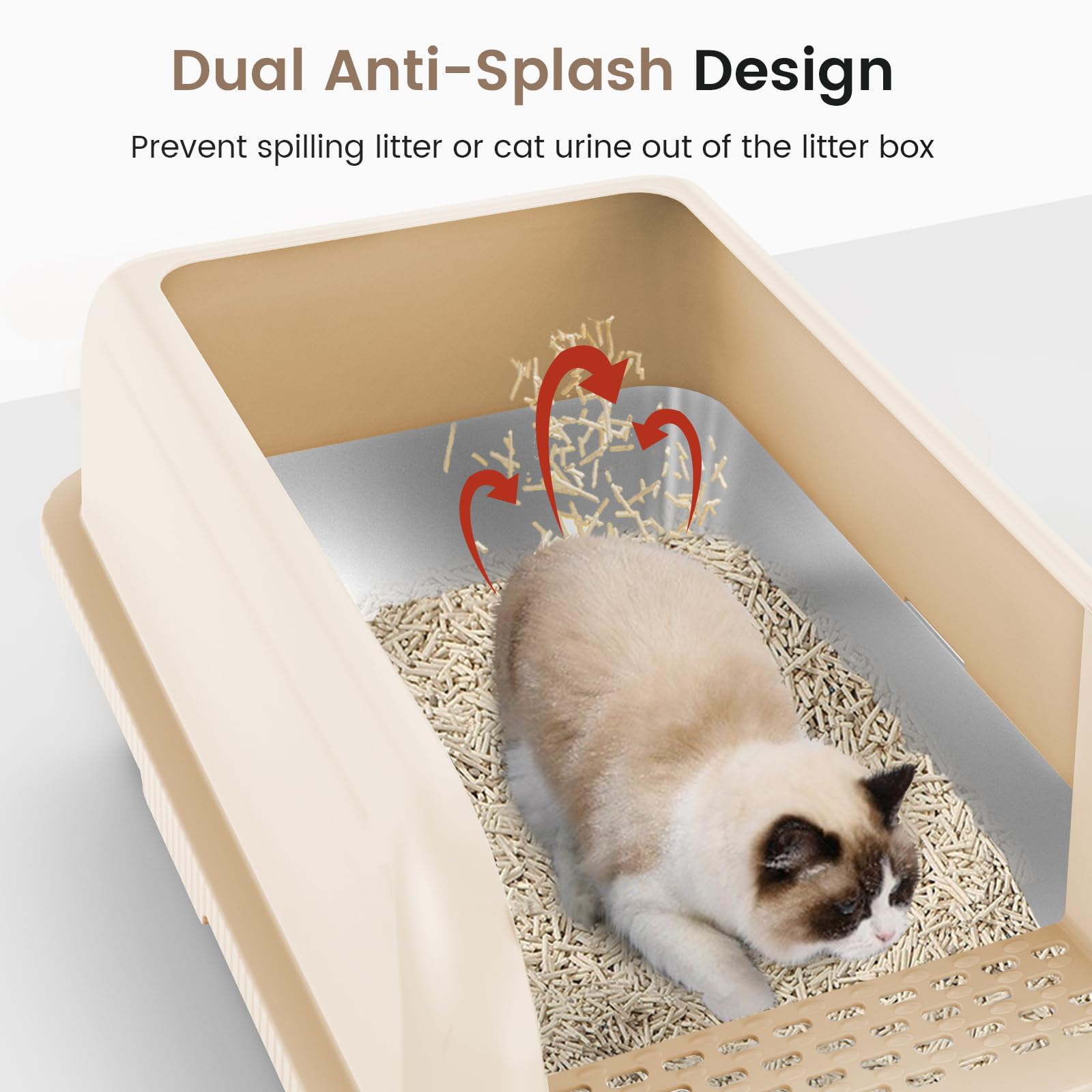 Chenove Extra Large Stainless Steel Litter Box With Lid, High Wall Enclosed Cat Litter Boxes For Anti-Leakage, Xl Metal Litter Box With Scoop, Easy Clean Cat Box For Multi Cats, Non-Sticky Litter Pan