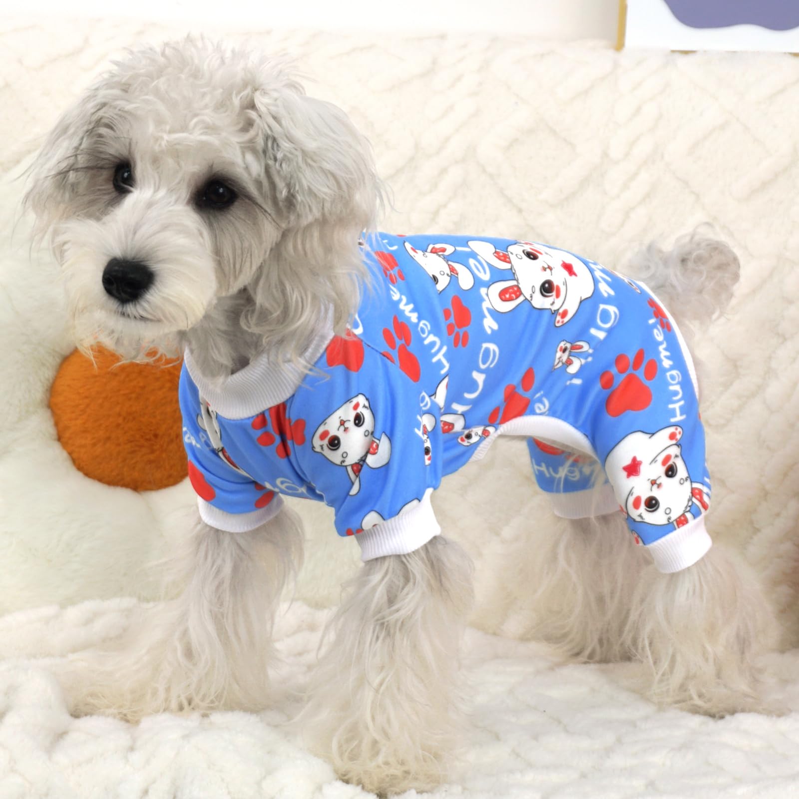 Xpudac Dog Pajamas Soft Stretchy Dog Clothes For Small Medium Dogs Pet Jumpsuit Cat Apparel-S