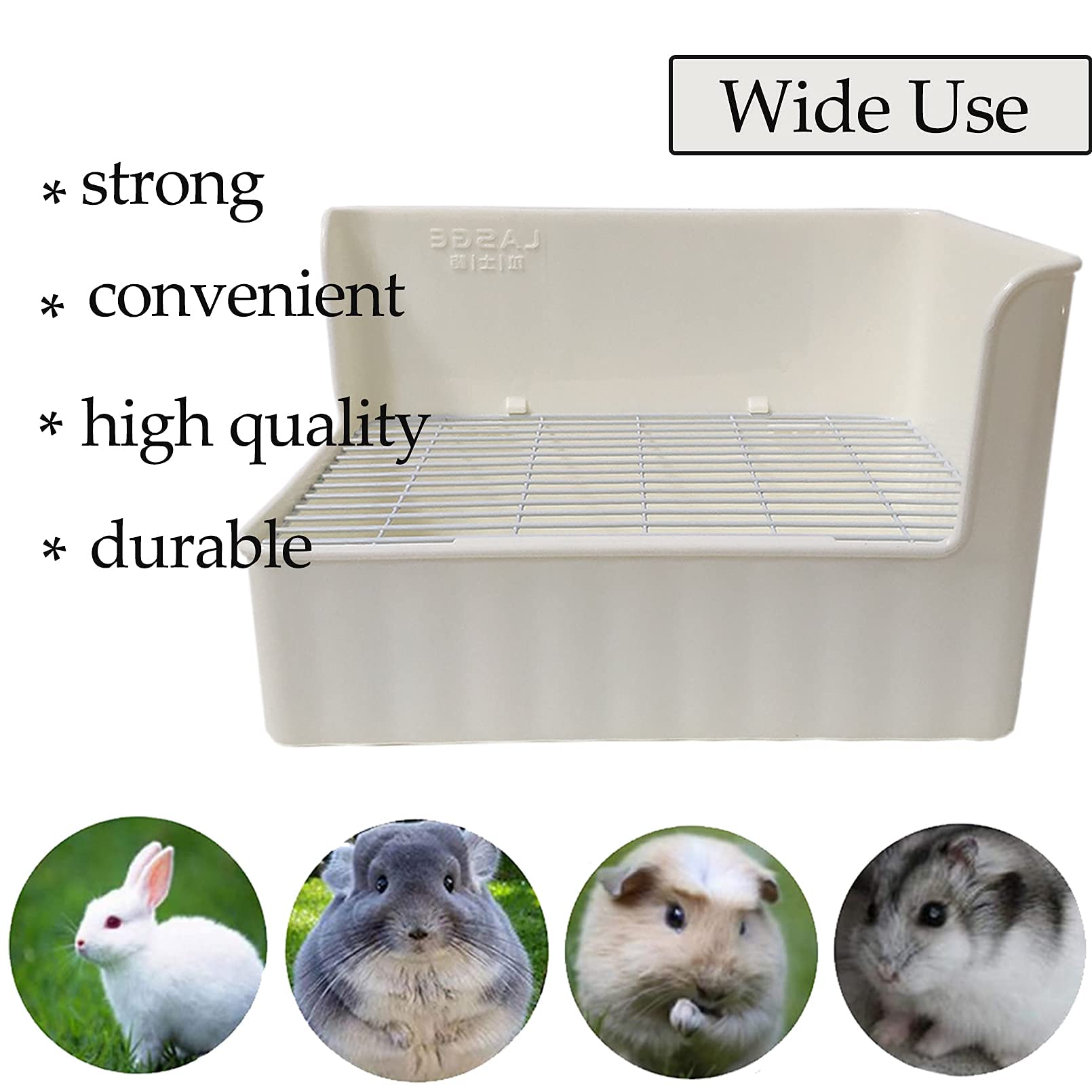 Tfwadmx Rabbit Litter Box Toilet Bunny Corner Litter Pan Pet Toilet Potty Trainer With Scoop Rabbit Chew Toys For Guinea Pigs Galesaur Chinchilla Ferret Small Animal (White)