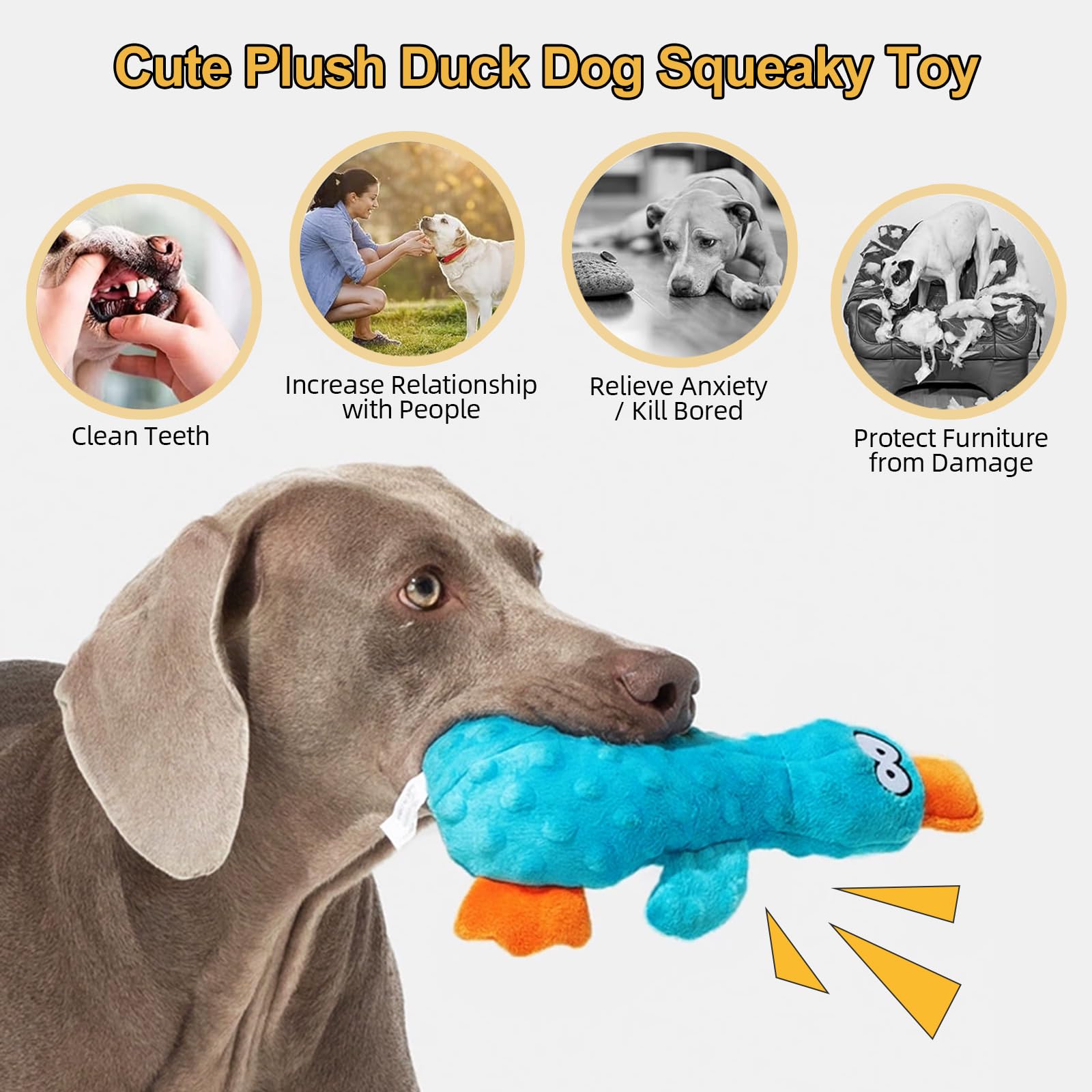 Adpartner Squeaky Dog Toys, 2 Pack Dog Toy Duck Plush Crinkle Dog Toys For Small Medium Breeds, Interactive Pet Squeaky Toys Sof