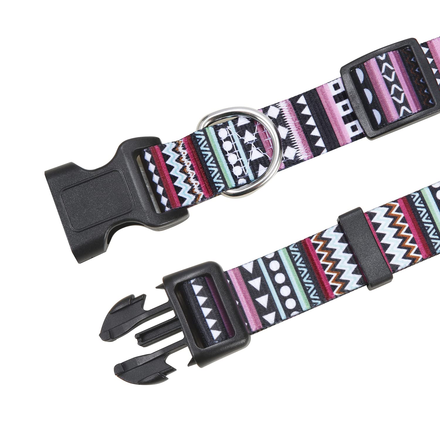 Mihqy Dog Collar And Leash Set With Bohemia Floral Tribal Geometric Patterns - Soft Ethnic Style Collar Adjustable For Small Medium Large Dogs(Bohemian Purple Set,M)