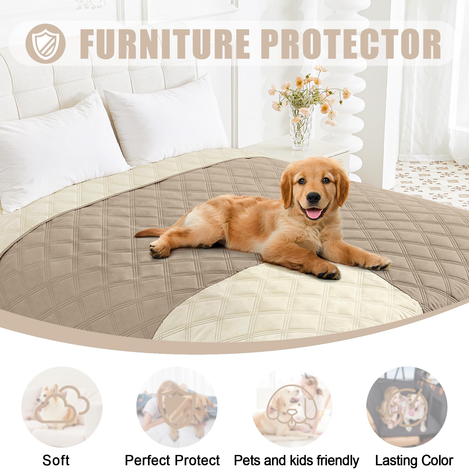 Smiry Waterproof Dog Bed Cover Blanket 40x80, Soft Reversible Pet Blanket, Washable Leakproof Cats Dogs Couch Cover for Sofa, Co