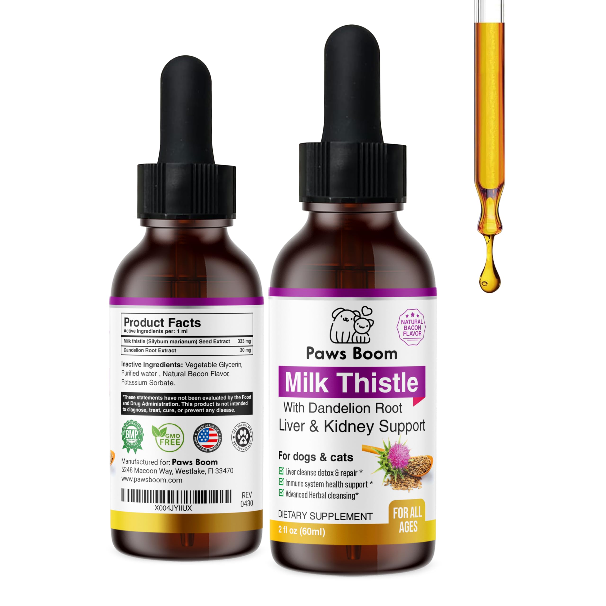 Milk Thistle for Dogs and Cats | Liver Cleanse Detox & Repair with Dandelion Root | Kidney Support Supplement| Herbal Remedy | D