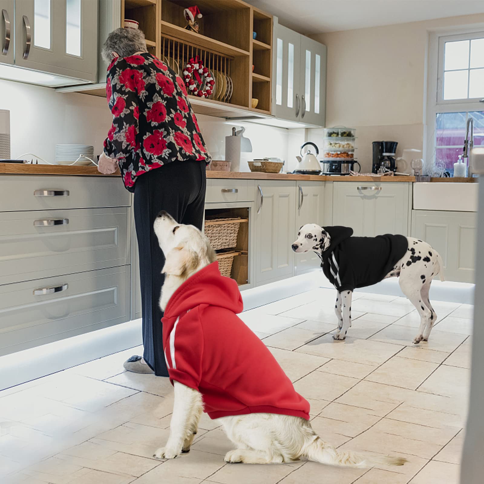 Rypet 2 Packs Basic Dog Hoodie Pet Clothes Sweater With Hat, Casual Sports Hoodie Sweatshirt For Medium Large Dogs