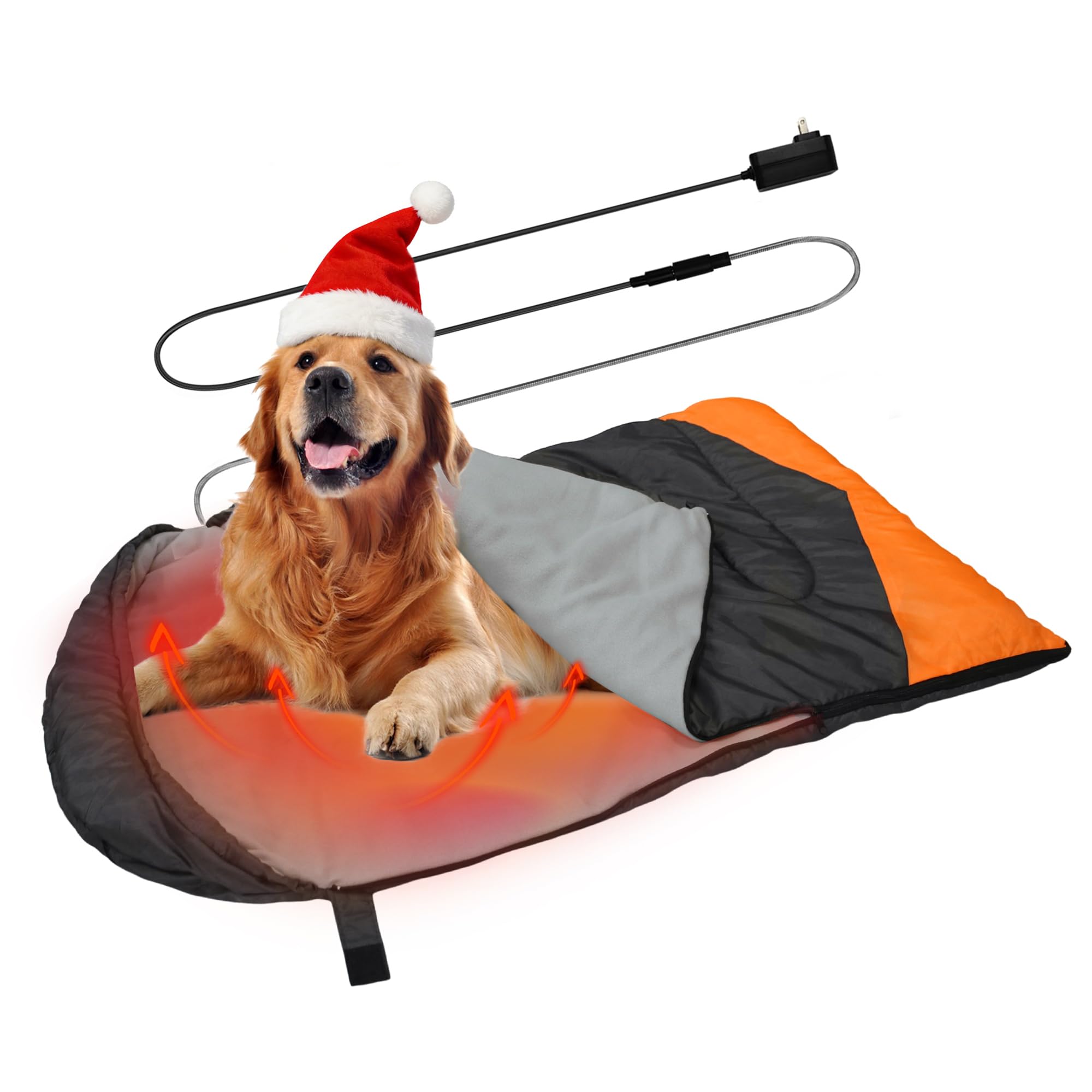 GeerDuo Heating Dog Sleeping Bag, Heated Waterproof Warm Packable Dog Bed Mat with Storage Bag for Indoor Outdoor Travel Camping