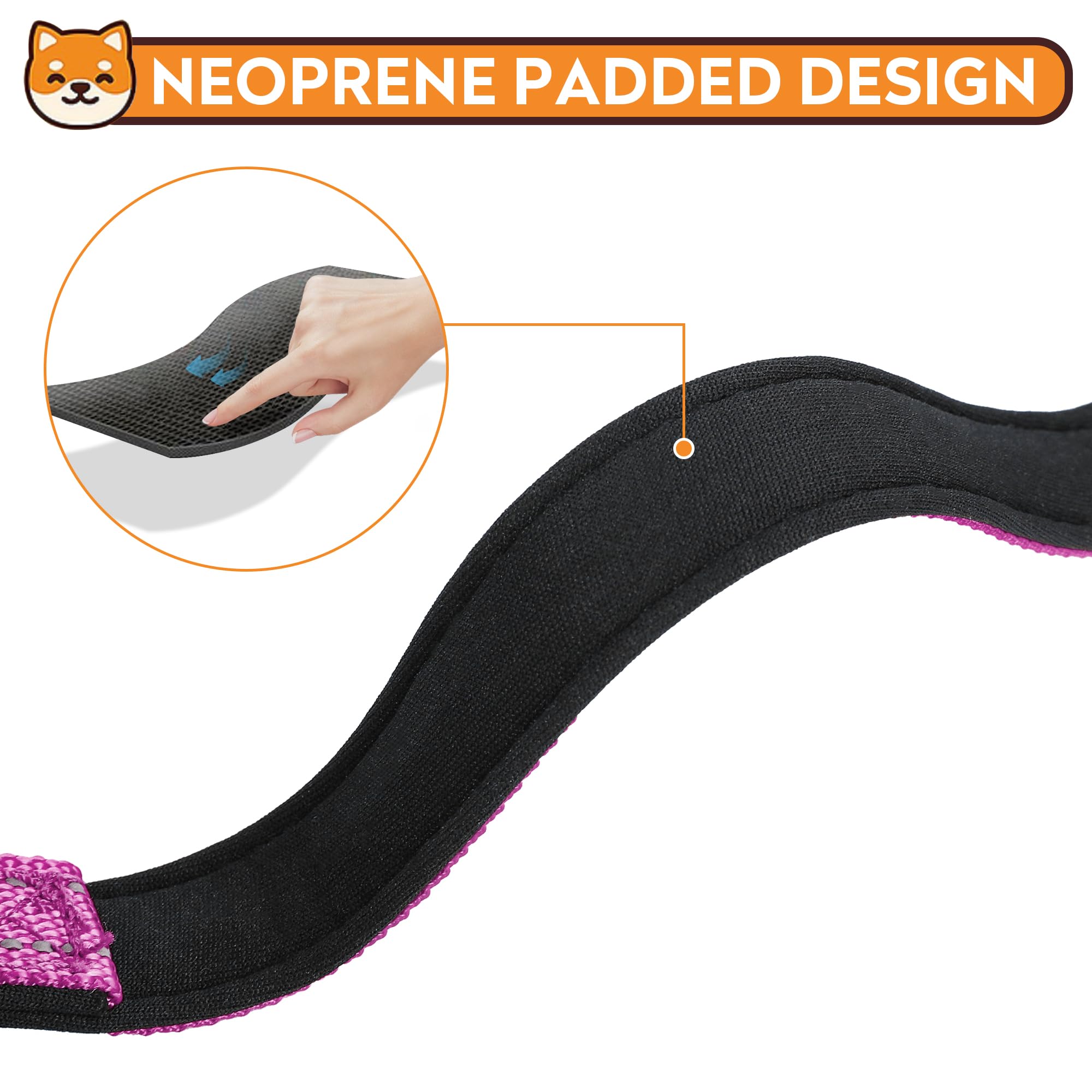 Pwod Reflective Dog Collar, Adjustable Soft Neoprene Padded Nylon Pet Collars With Buckle For Extra Large Dogs, Rose Red,Xl