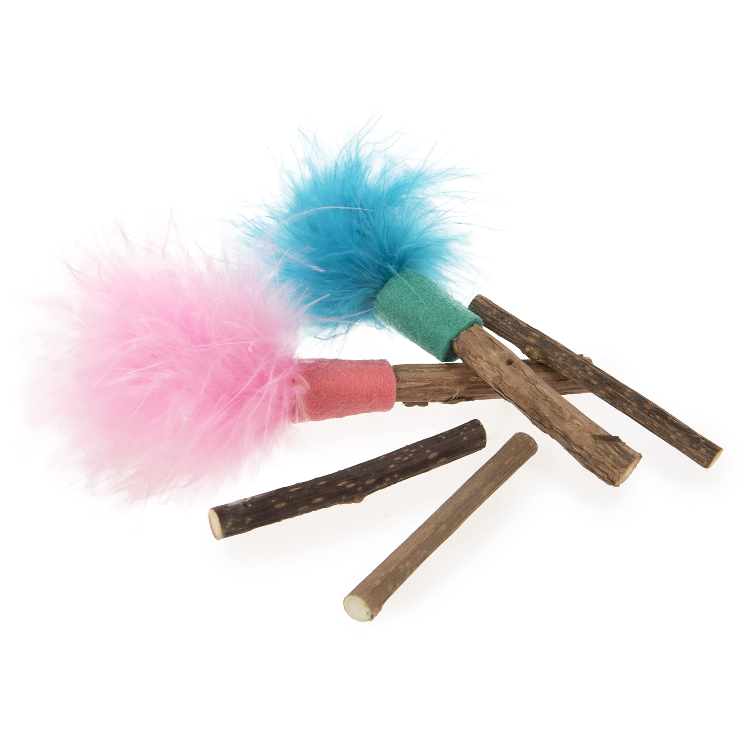 SmartyKat (5 Count) Silly Silver Stix Natural Silvervine Cat Toys - Blue/Pink, One Size