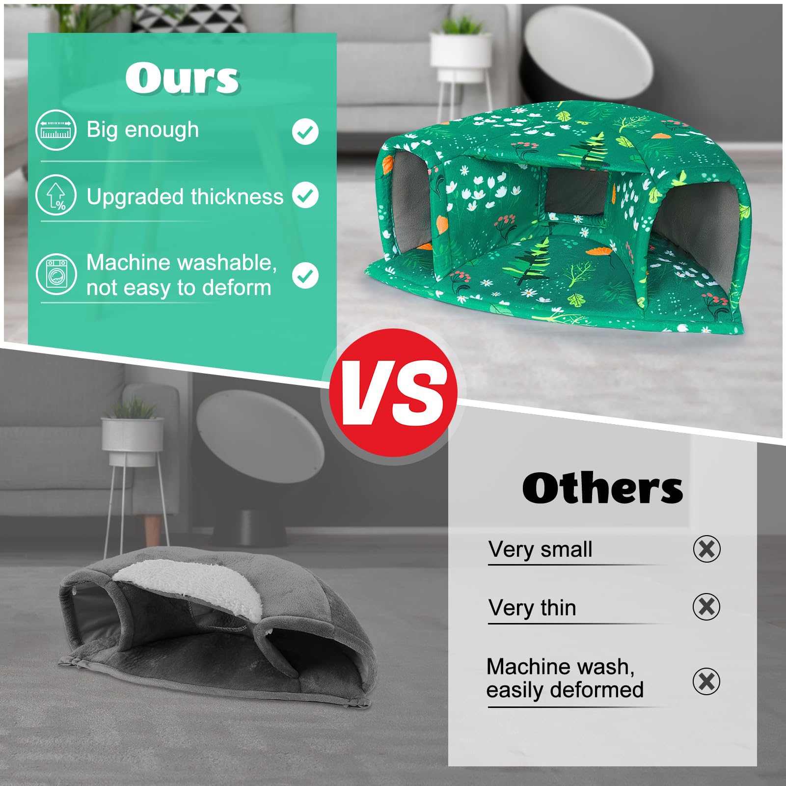 Unicorn Catcher Guinea Pig Hideout - Large Cozy Bed, Warm House, Washable Tunnel Accessories For Small Pets: Hamster, Chinchilla