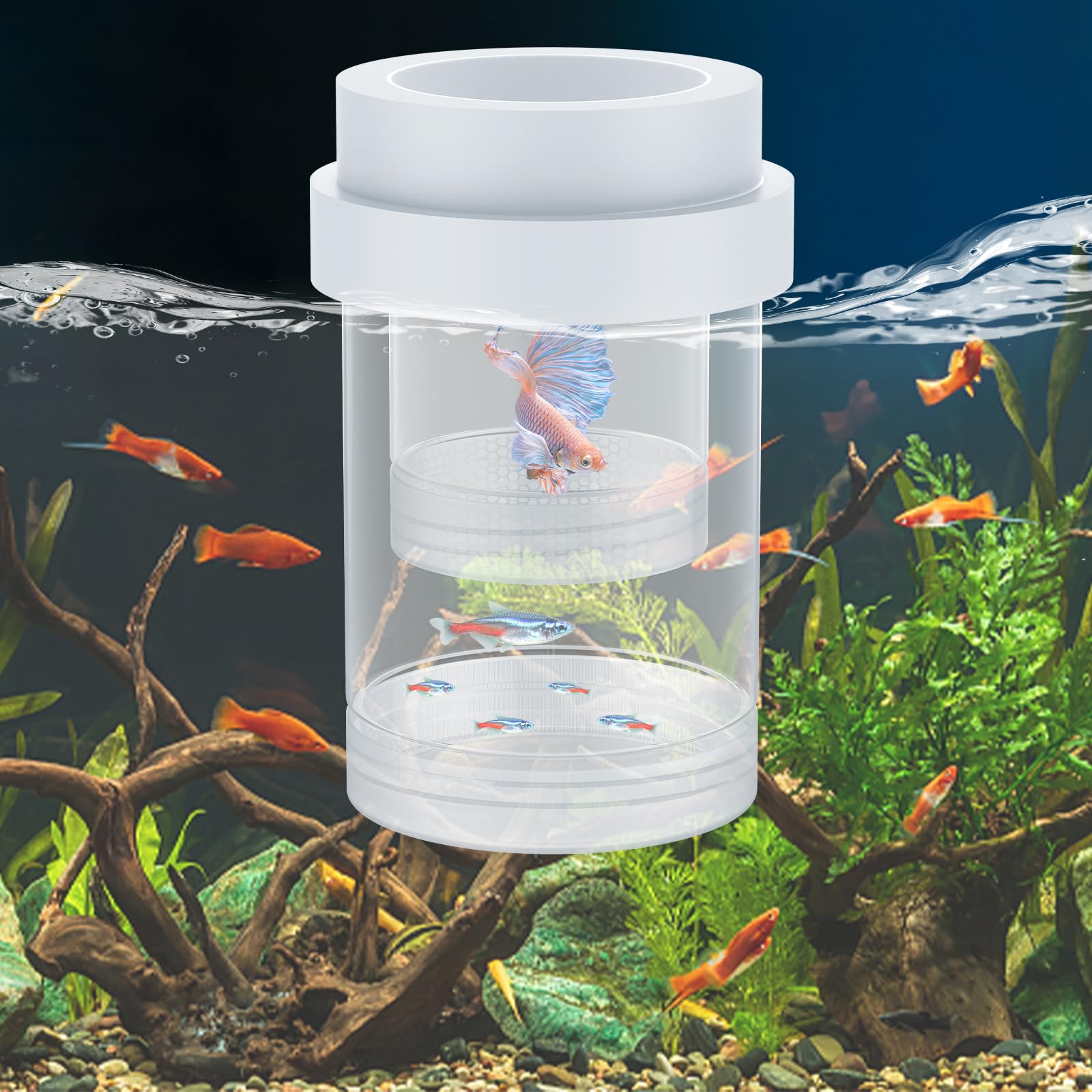 Pawfly Breeder Box For Fish Tank, Aquarium Fish Breeding Box, Floating Guppy Breeder Box, Baby Fish Separator For Aquarium, Plas