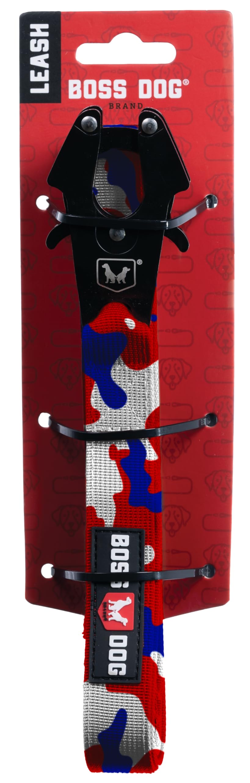 Boss Dog Tactical Leash, Red, White, Blue Camo, 6 Ft
