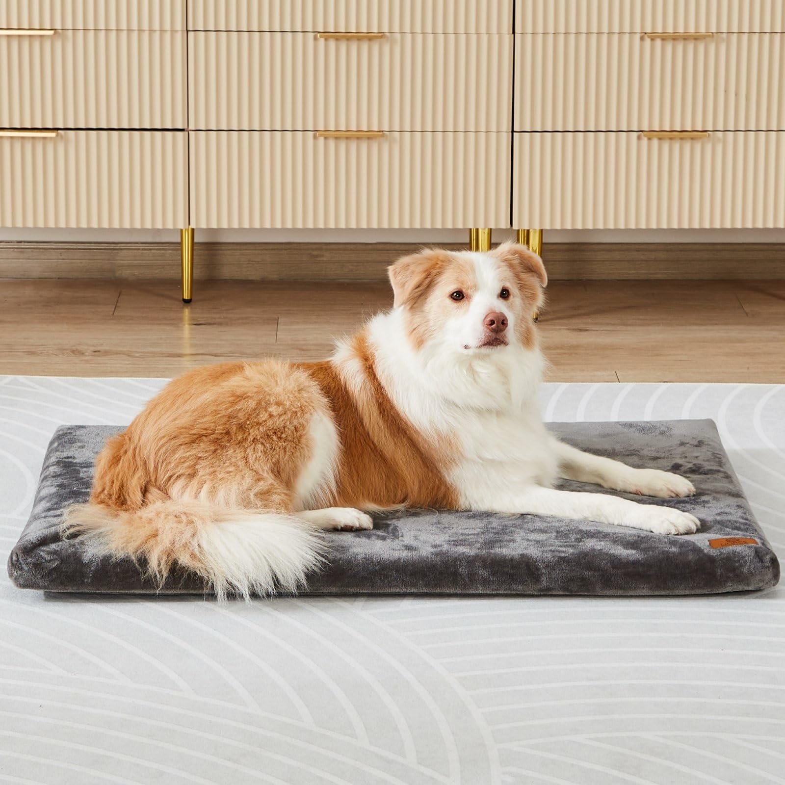 LIORCE Memory Foam Dog Crate Pad  XL Dog Bed Mat for Crate with Removable Washable Cover and Waterproof Lining  Pet Bed Mat fo