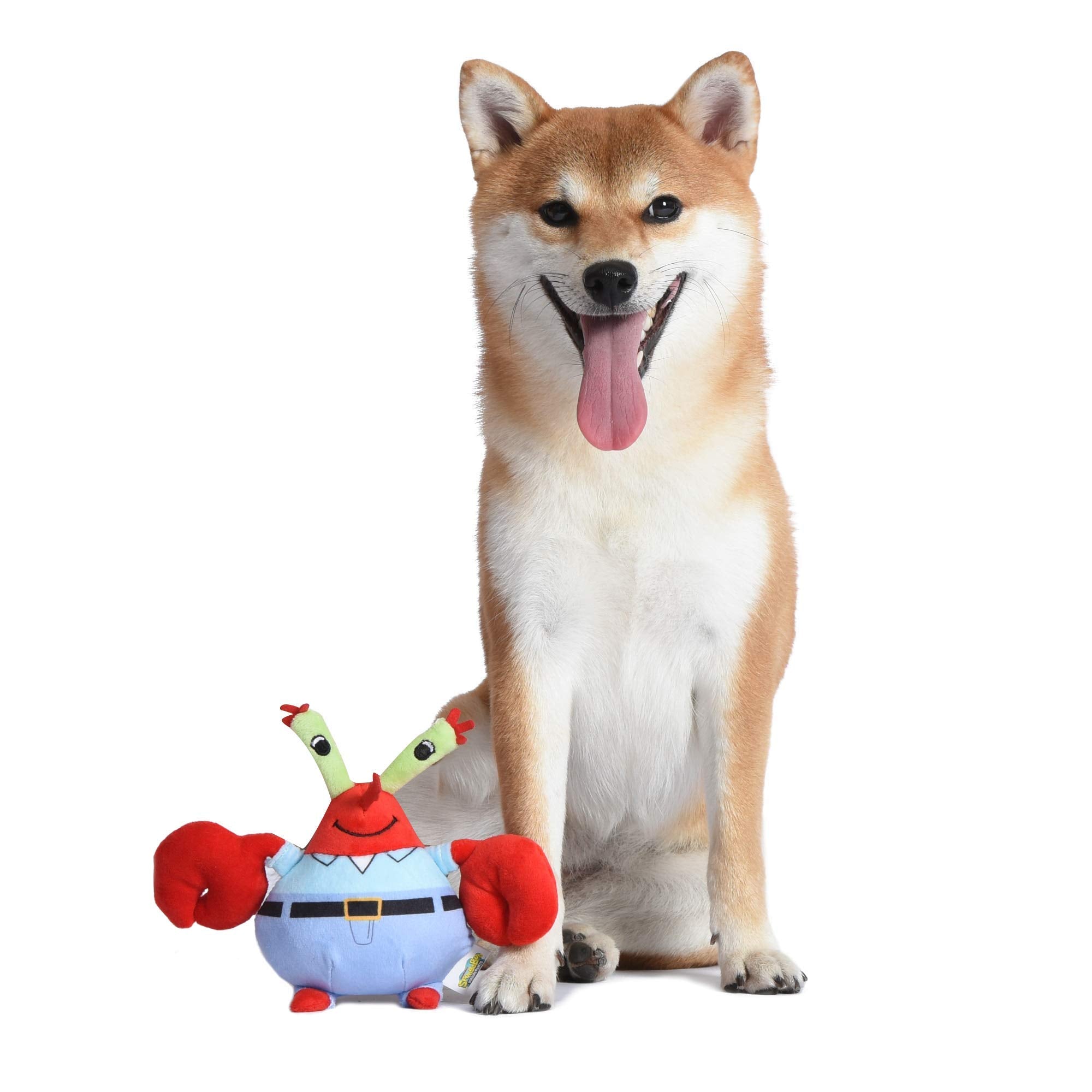 SpongeBob SquarePants for Pets Mr. Krabs Figure Plush Dog Toy | 6 Inch Small Dog Toy for SpongeBob Fans | Crab Squeaky Dog Toy f