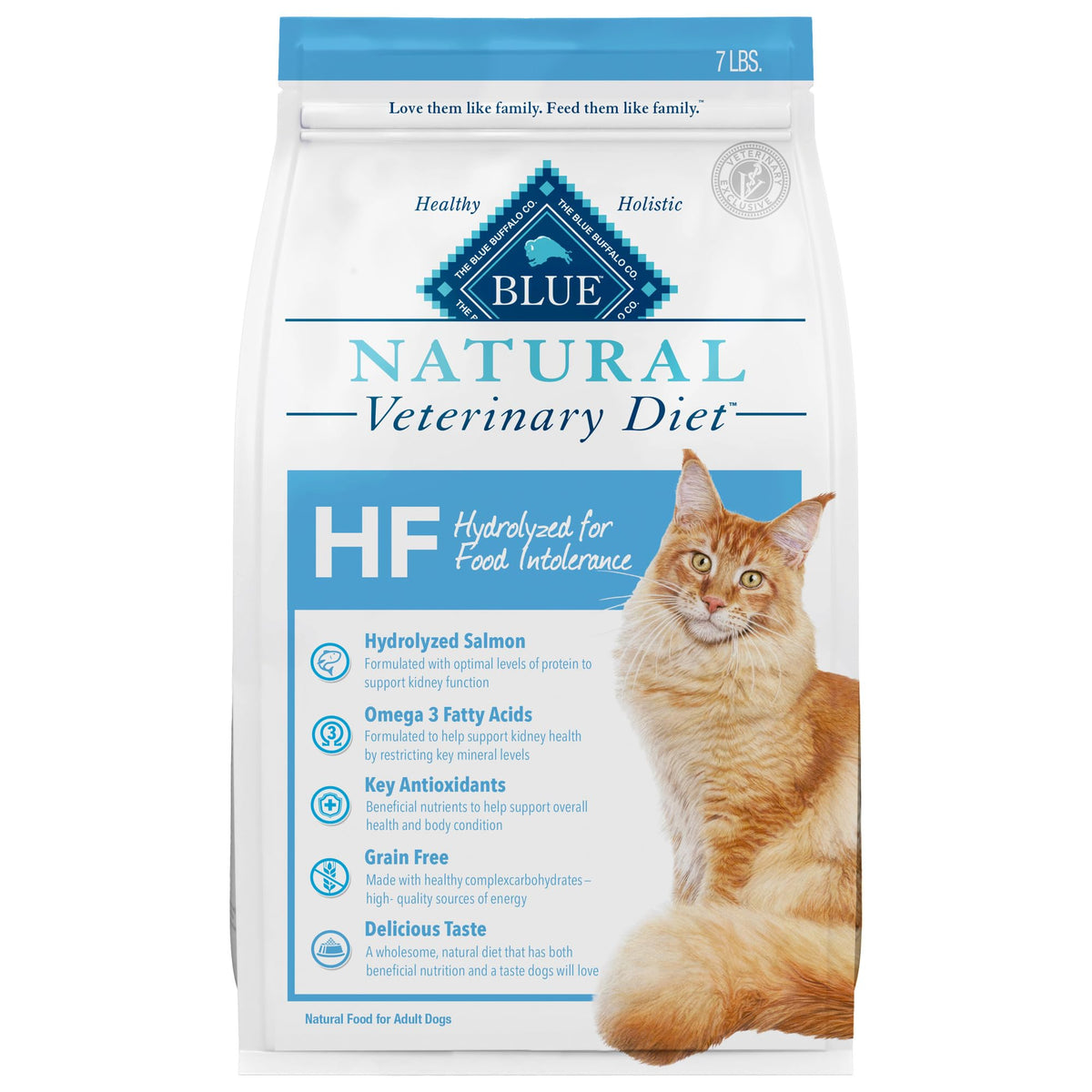 Blue Buffalo Natural Veterinary Diet Hf Hydrolyzed For Food Intolerance Dry Cat Food, Veterinarian Prescription Required, Salmon, 7-Lb. Bag