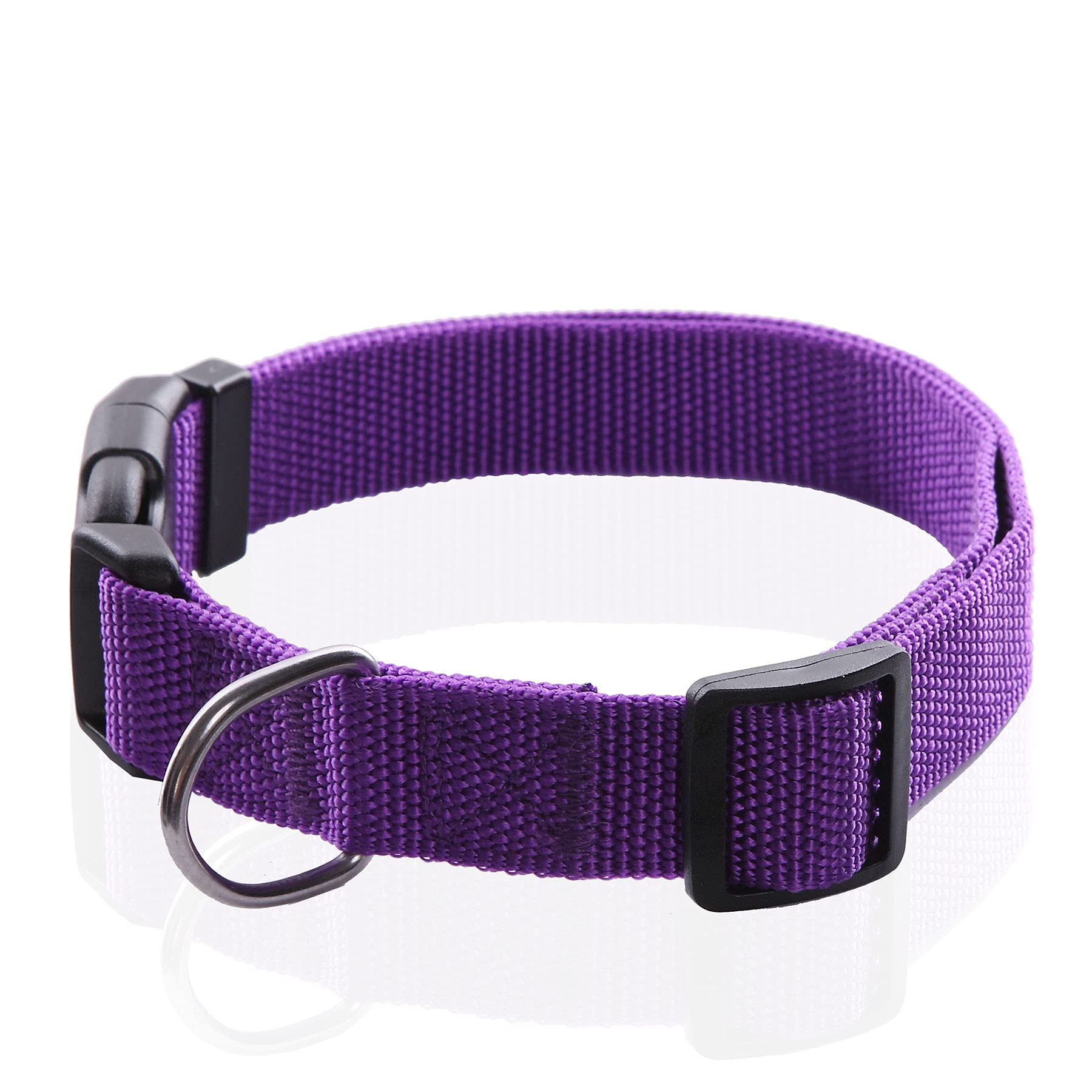 Adjustable Nylon Dog Collar, Durable Pet Collar 1 Inch 3/4 Inch 5/8 Inch Wide, For Large Medium Small Dogs (M(3/4' X 14-21'), Purple)